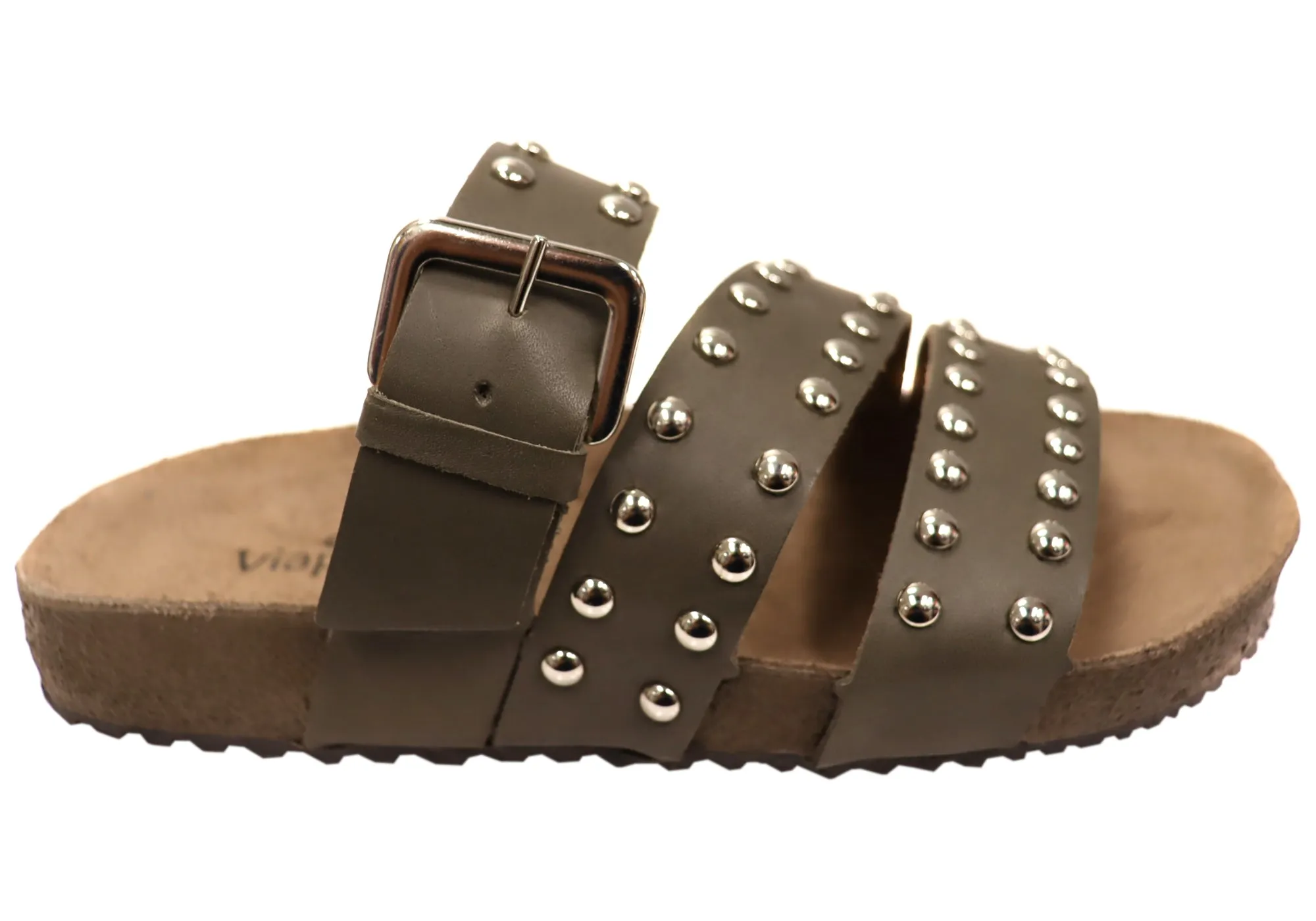 Via Paula Beth Womens Leather Comfort Slides Sandals Made in Brazil Sandal Customization