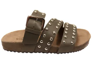 Via Paula Beth Womens Leather Comfort Slides Sandals Made in Brazil Sandal Customization