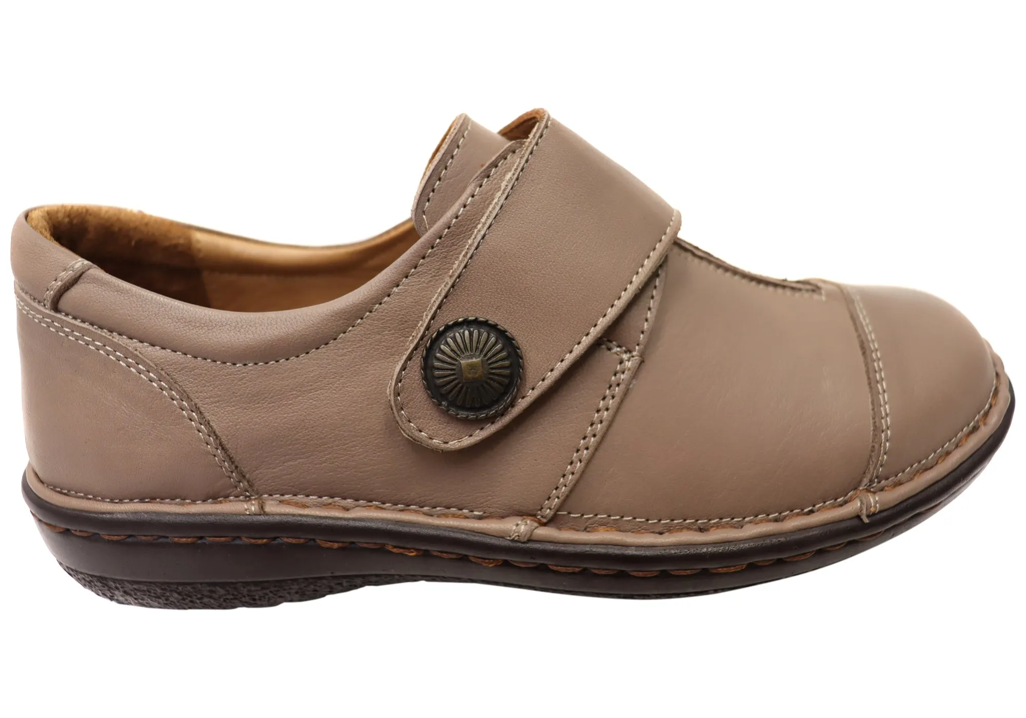 Planet Shoes Bower Womens Comfortable Adjustable Strap Leather Shoes Silver Shine