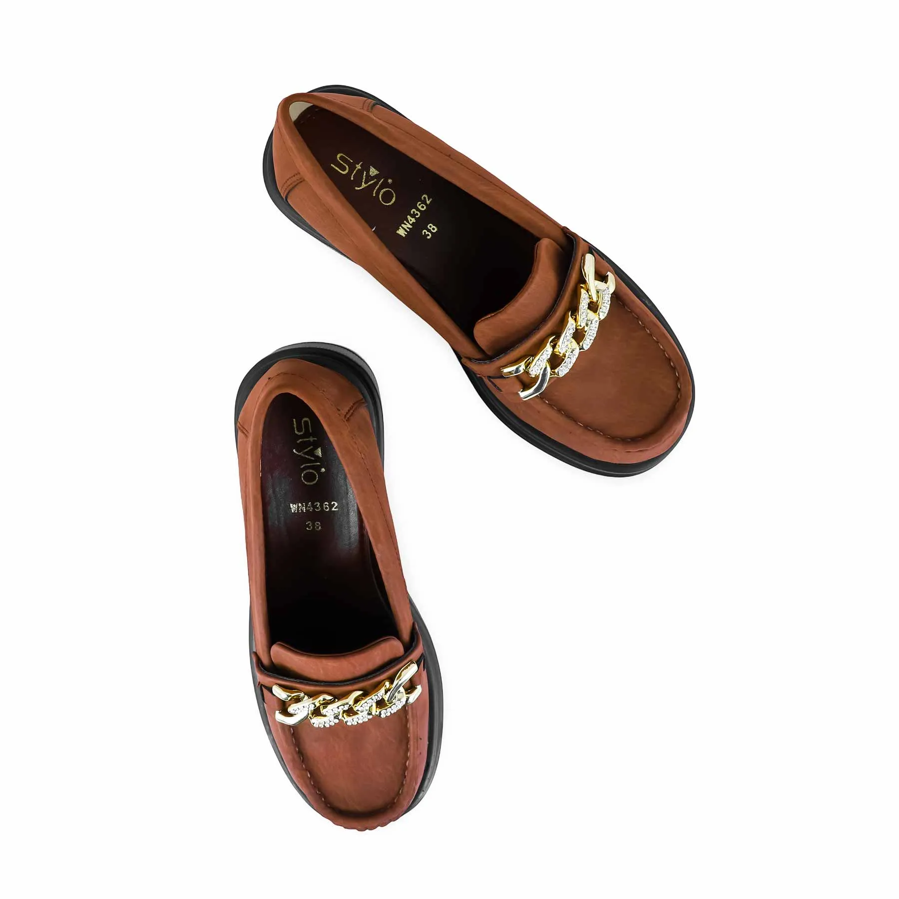 Brown Stylish Moccasin WN4362 Compact Flexible Fit