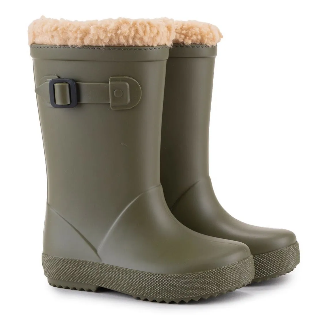 Igor Boy's & Girl's Splash Euri Borreguito Lined Rain Boots, Kaki Waterproof Rainy Day Commuter Flexible Frame Outdoor Explorer