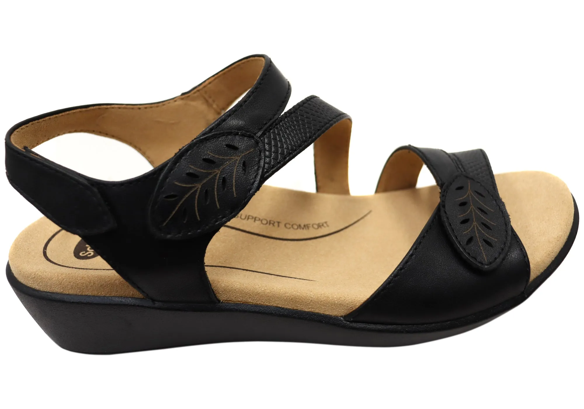 Durable Walk Scholl Orthaheel Tana Womens Comfortable Leather Wedge Sandals