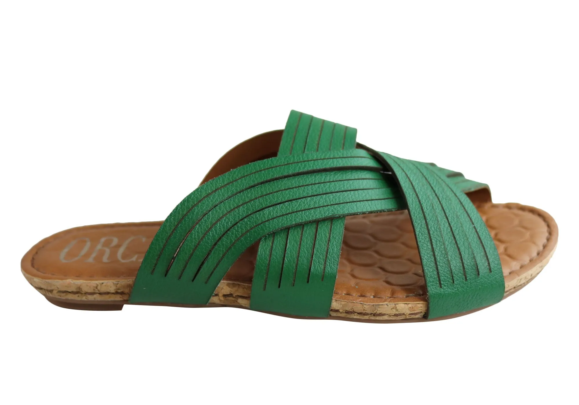 Orcade Carly Womens Comfortable Leather Slides Sandals Made In Brazil Fit All
