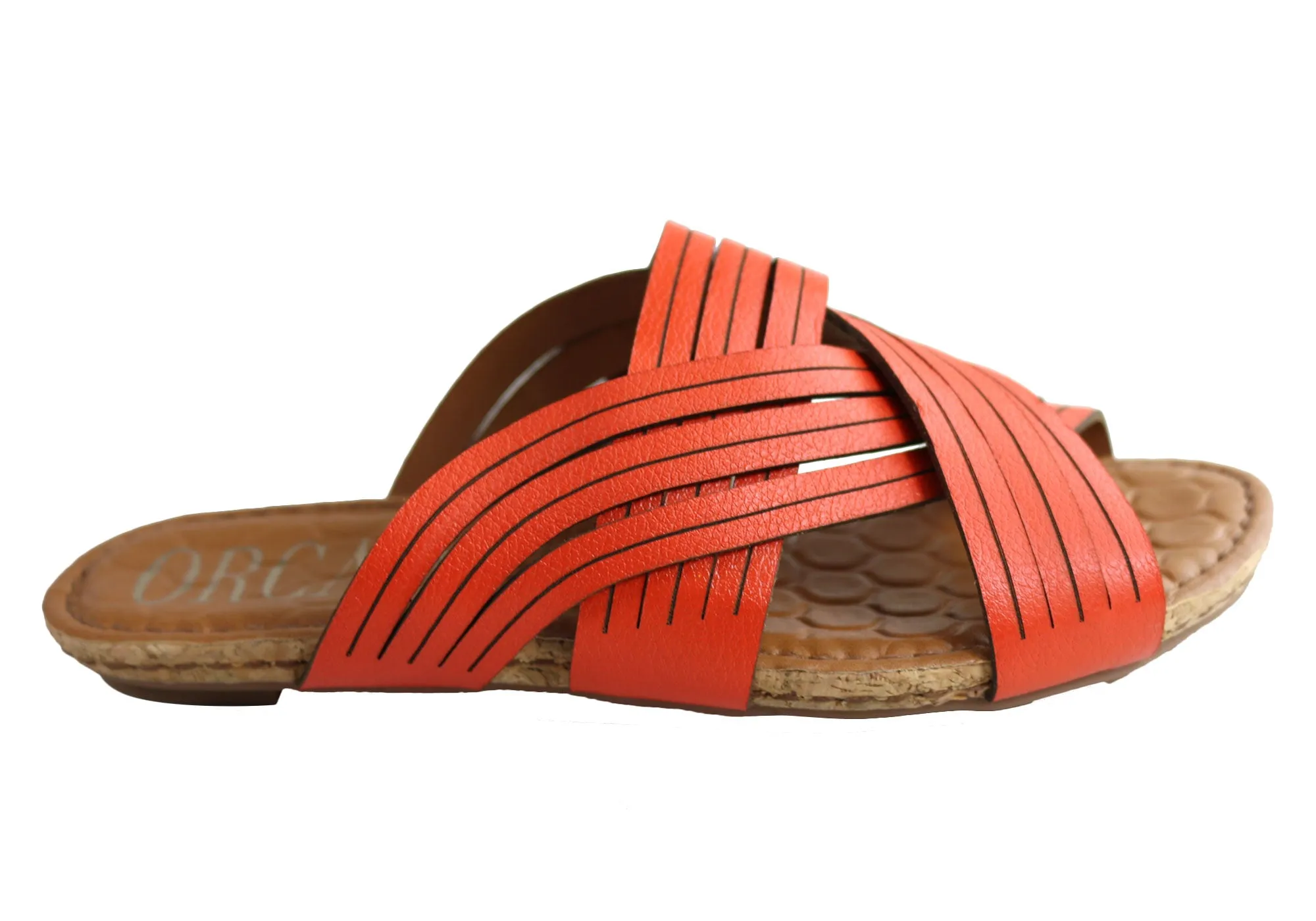 Orcade Carly Womens Comfortable Leather Slides Sandals Made In Brazil Air Flow Purple Soft