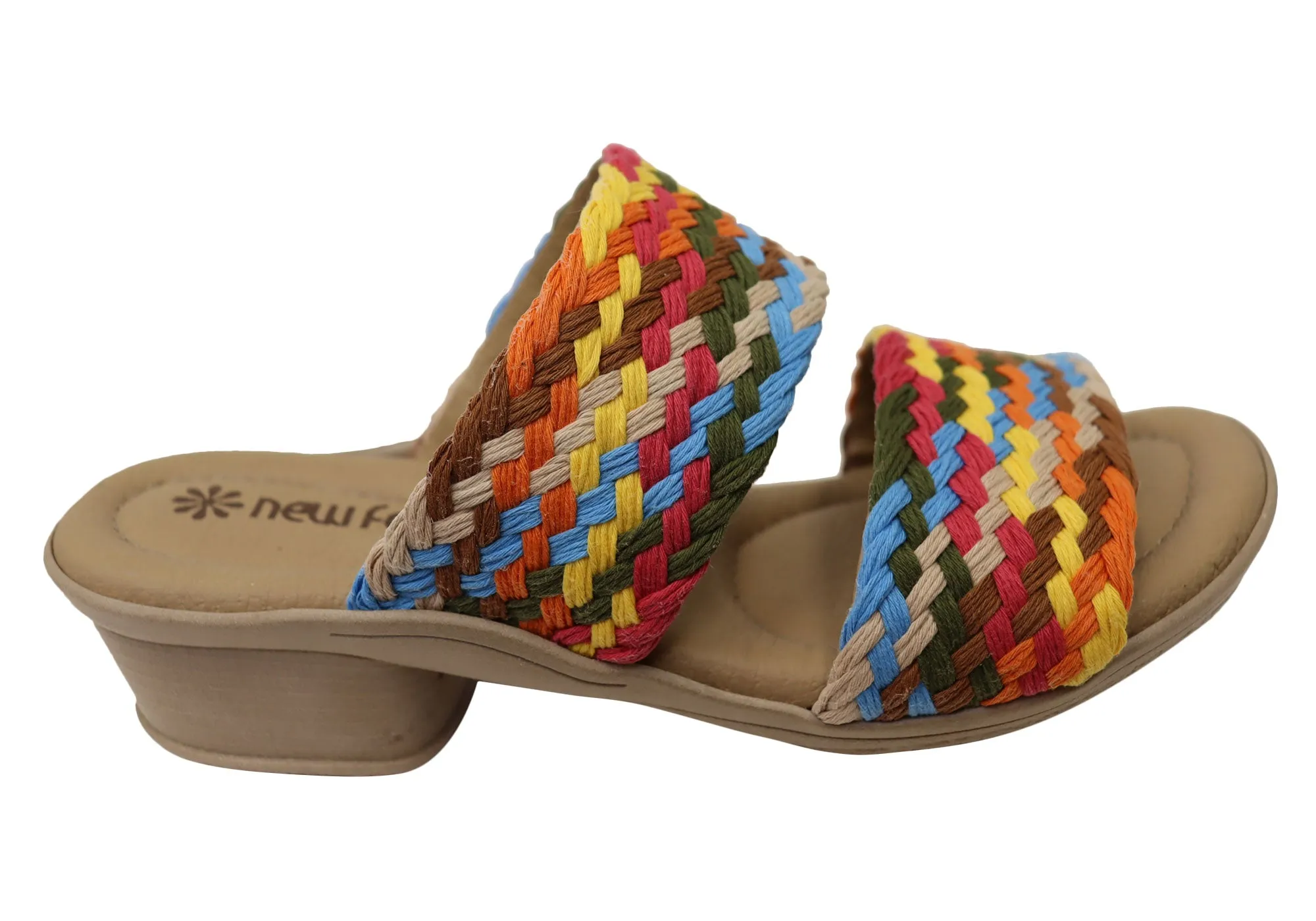Comfortable summer shoes Comfy Strap New Face Felicity Womens Comfortable Low Heel Slides Sandals