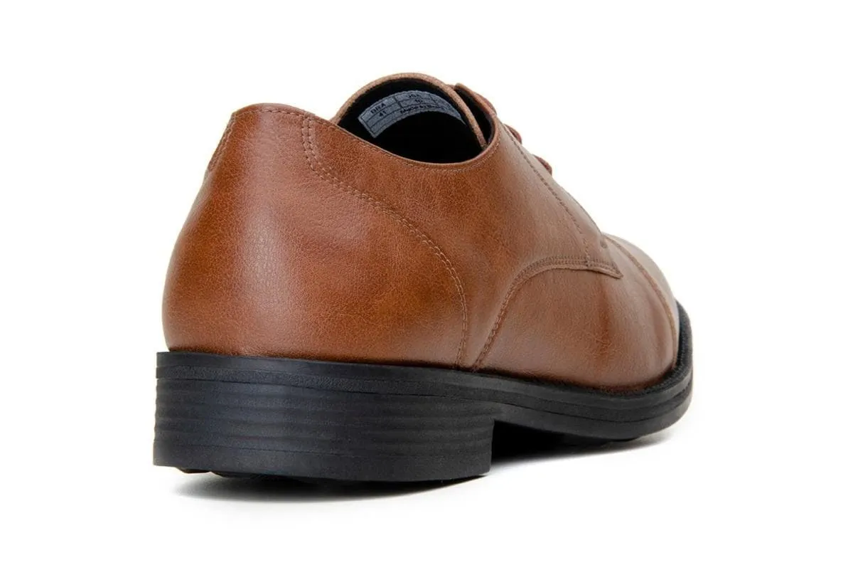 'Roma' classic vegan leather derby by Vincente Verde -  cognac White Clean
