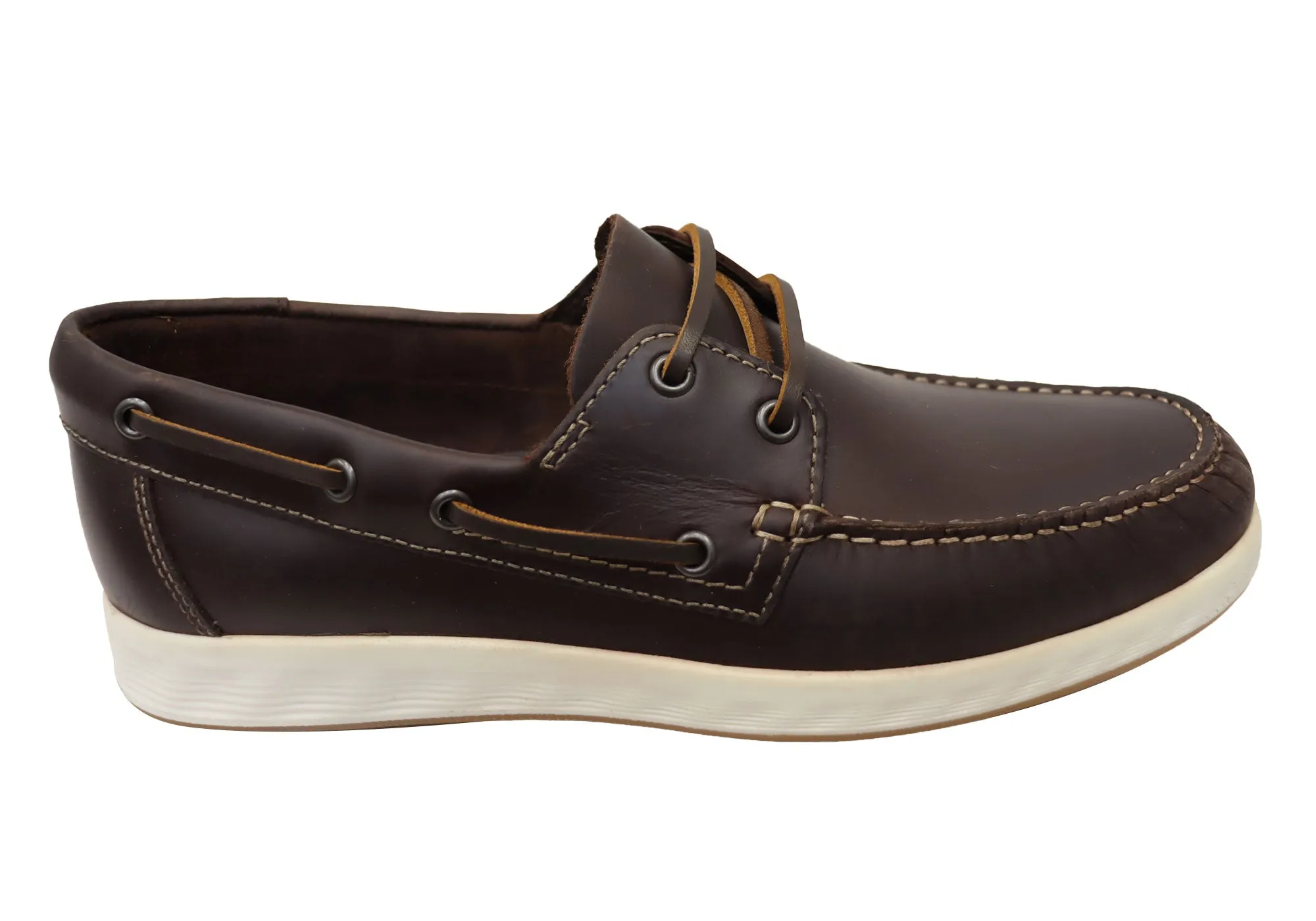 Lined interior Calm Hike ECCO Mens Comfortable Leather S Lite Moc Boat Shoes