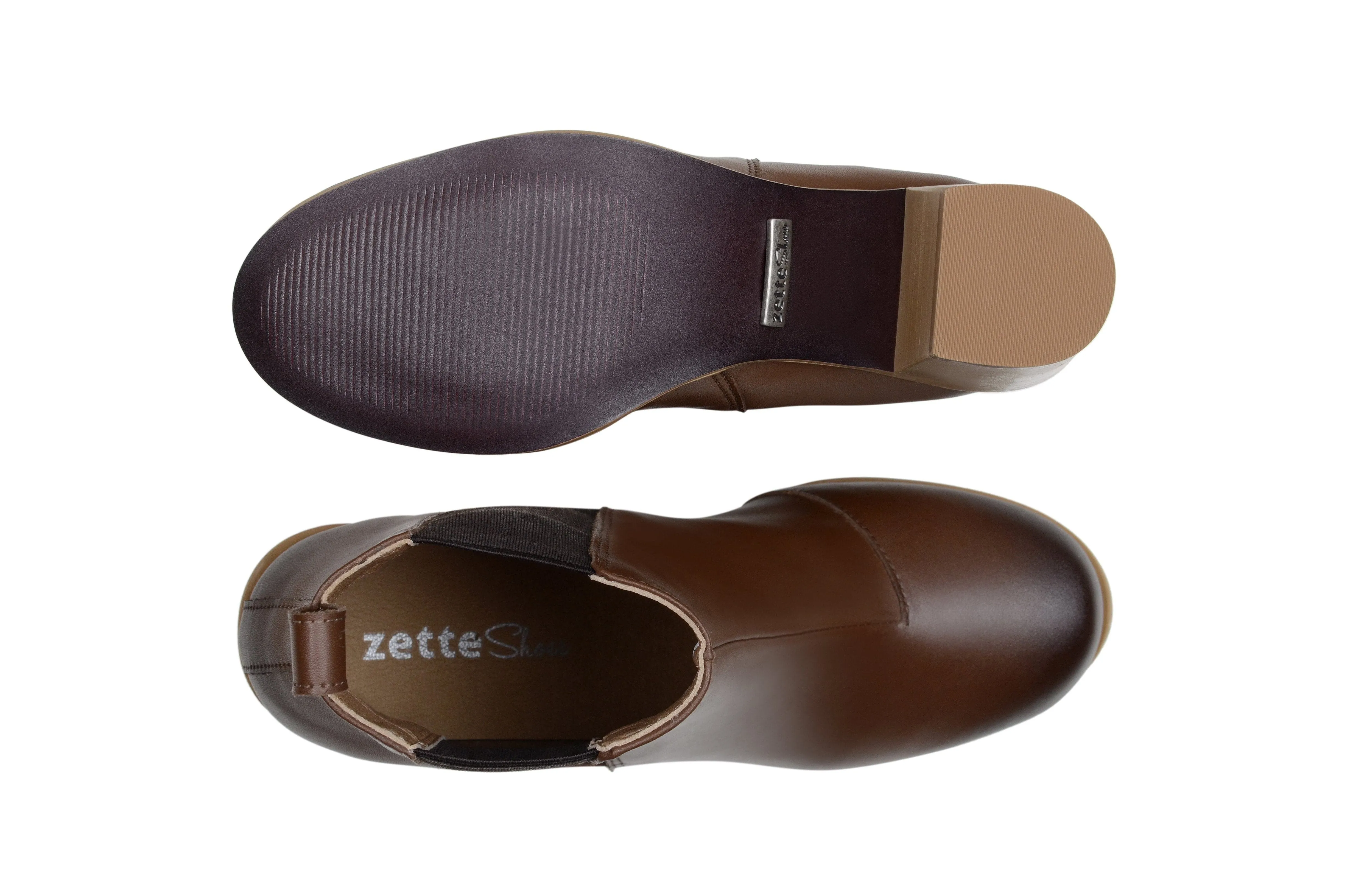 'Sinead' vegan leather chelsea boot by Zette Shoes - cognac Protective Wear Fast Wear