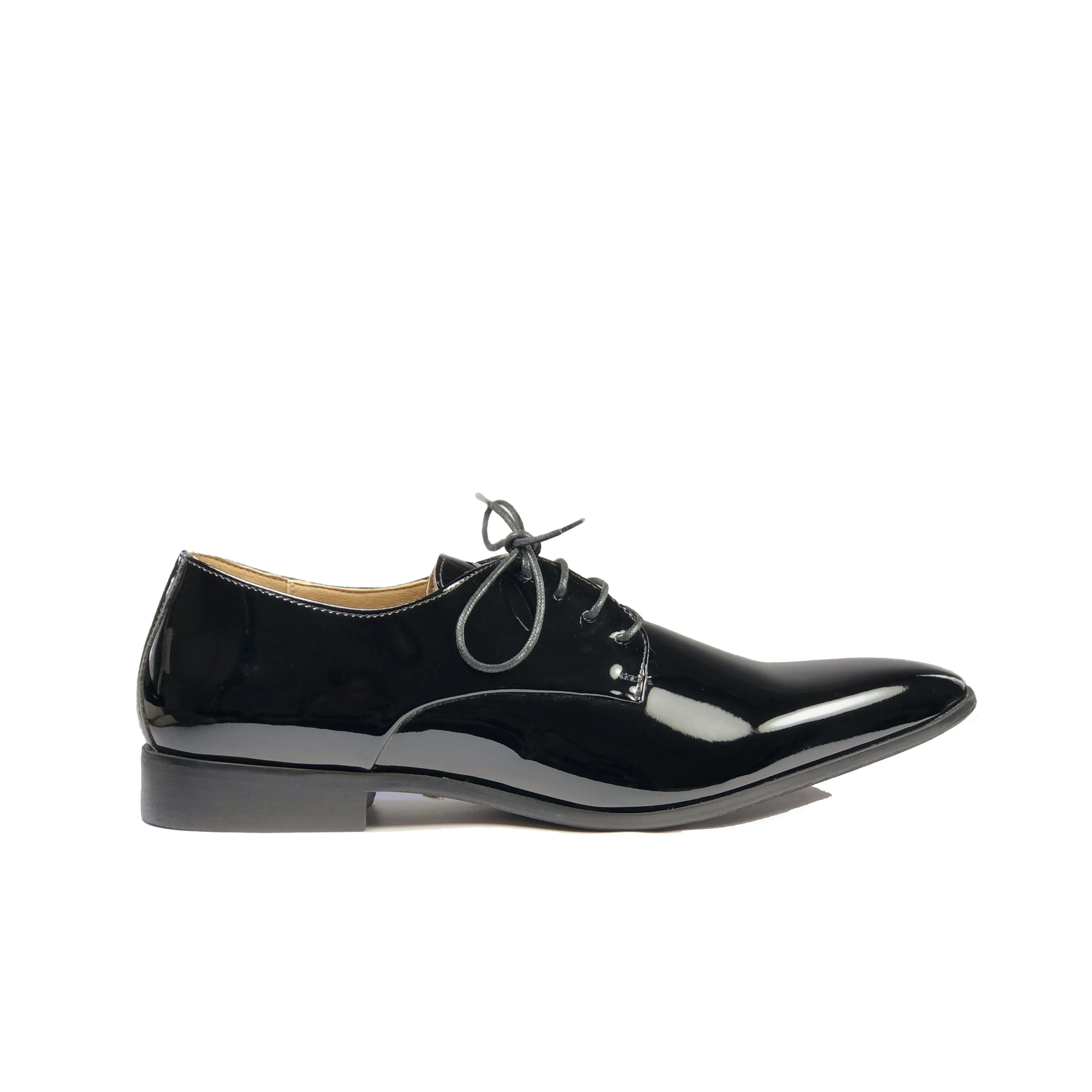 Quick Drying Weekend Errands Love Path 'Nero' Men's Vegan Derby Shoe by Zette Shoes - Black Patent