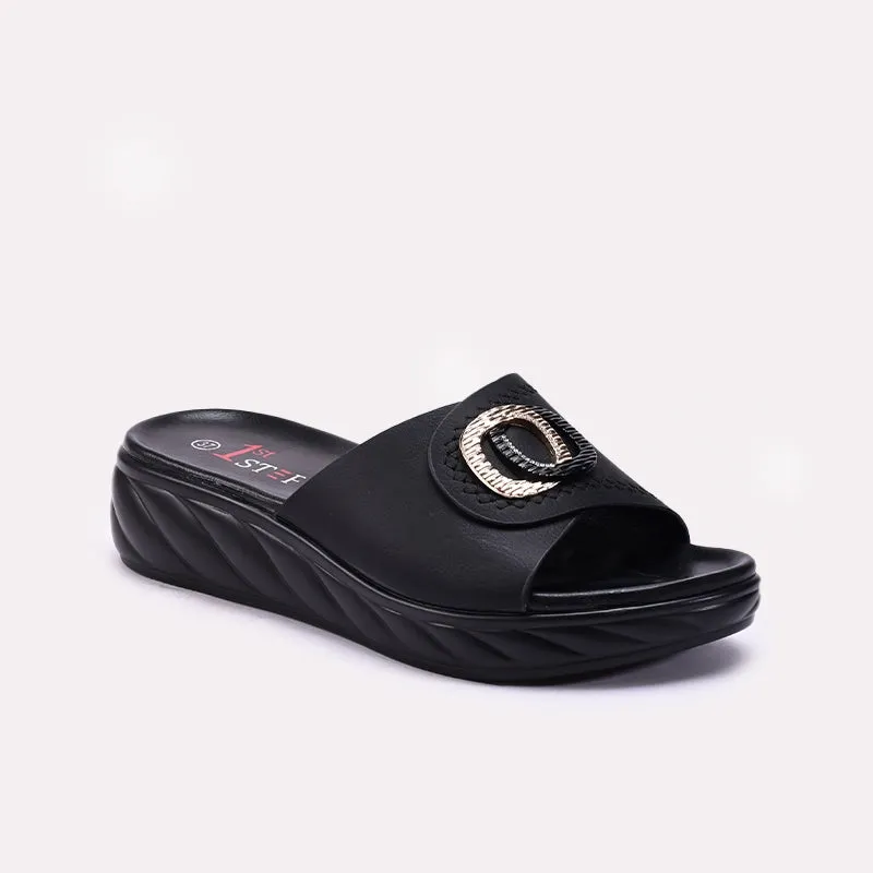 Womens Black Casual Slippers 0413377 HighTop