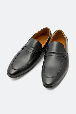 Confident Step Shiny Finish Black Formal Mocassins Shoes