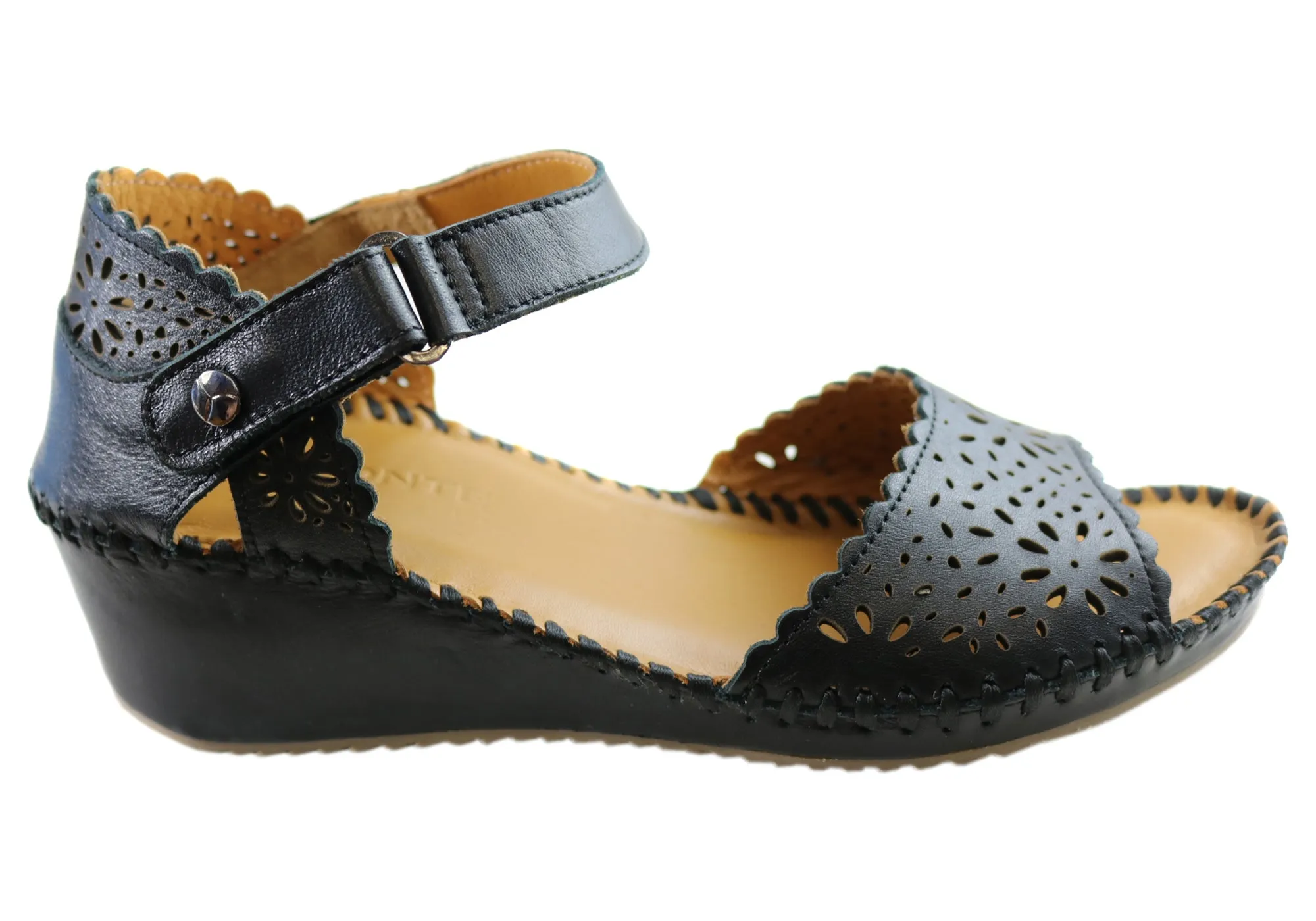 Relaxed Fit Lightweight Outsole Orizonte Franni Womens European Comfortable Leather Wedge Sandals