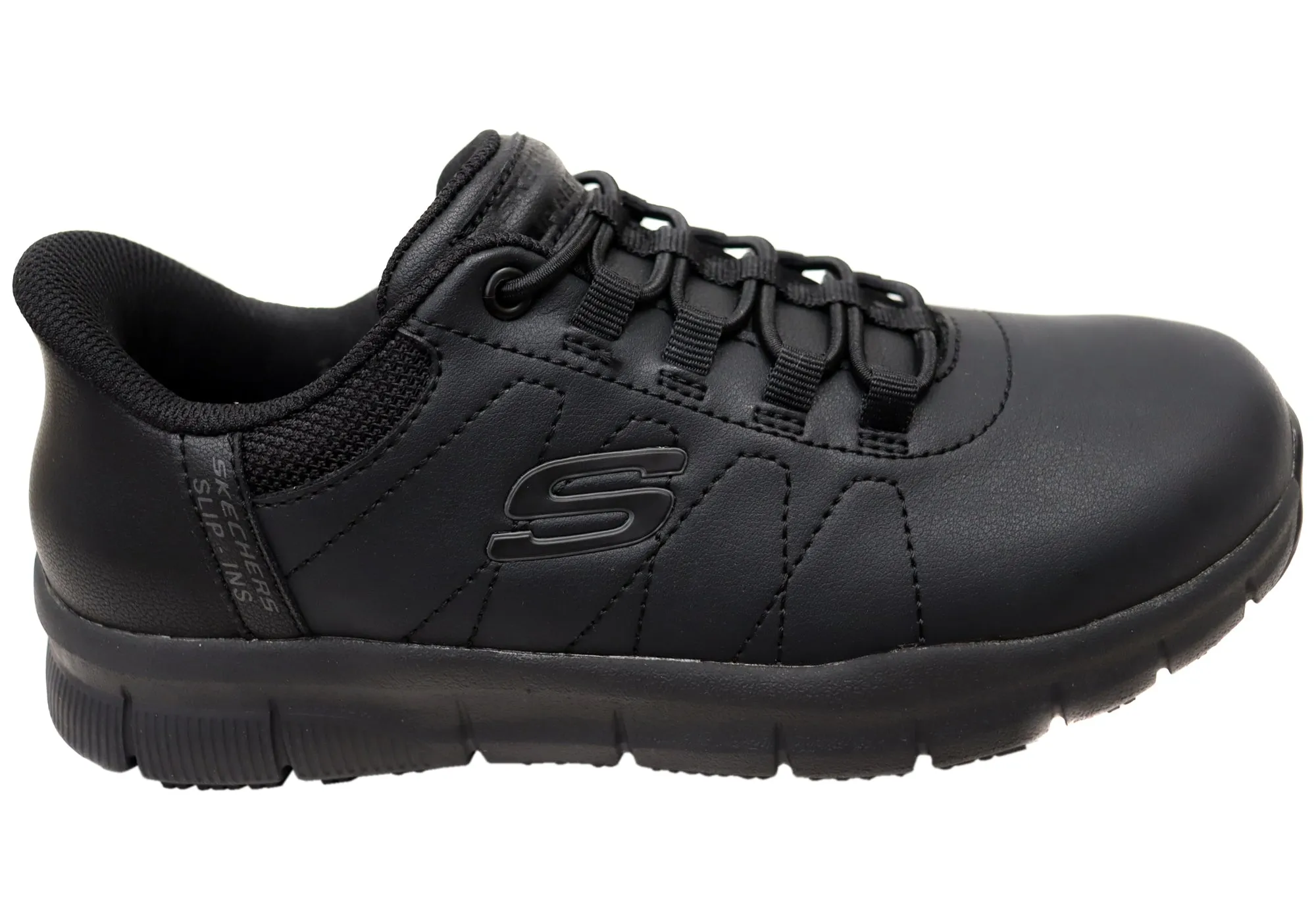 Skechers Womens Slip Ins Work Nampa Cottonbud Slip Resistant Work Shoes Heat Guard Feather Light Urban Stroll