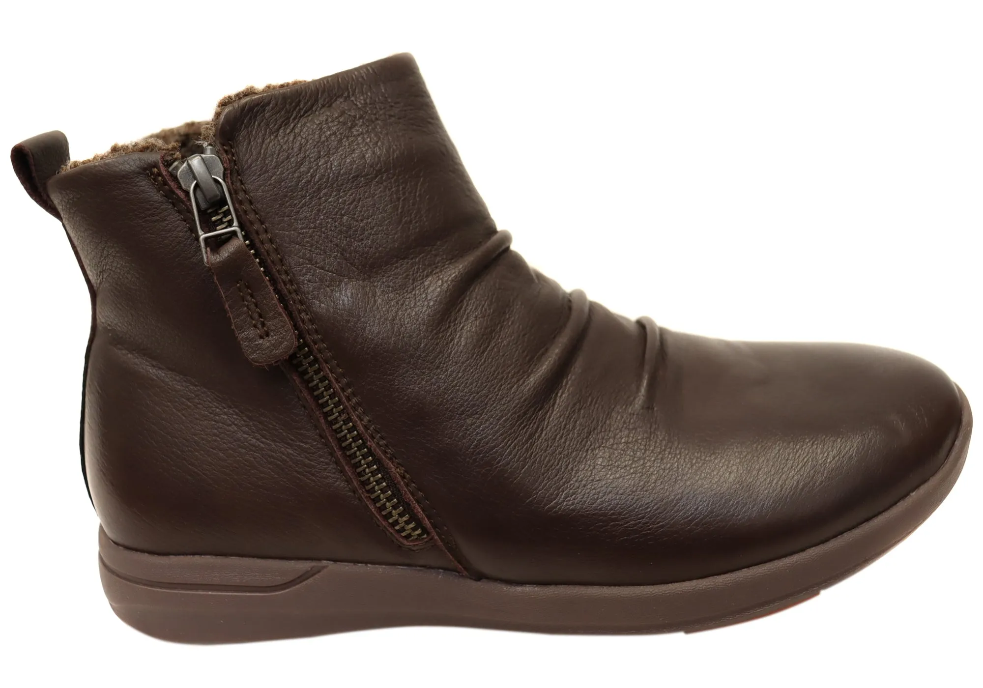 Cozy Lined Scholl Orthaheel Nina II Womens Comfort Supportive Leather Ankle Boots