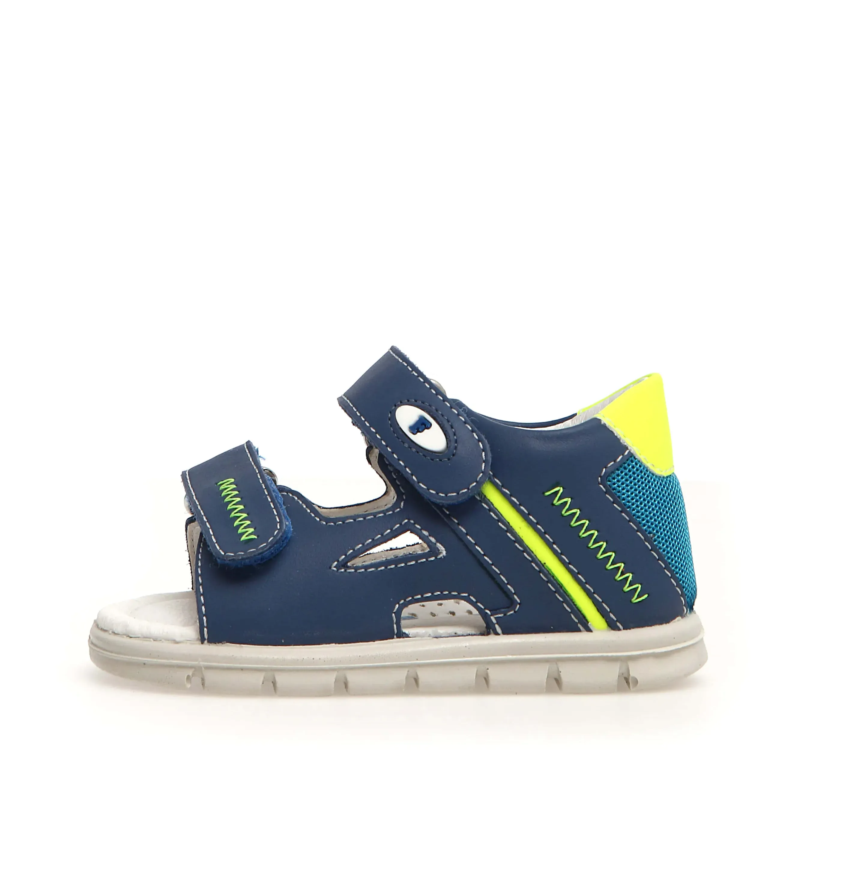 Breathable mesh Odor Resistant Falcotto Glimmery Boy's and Girl's Sandals - Azure/Yellow Fluo