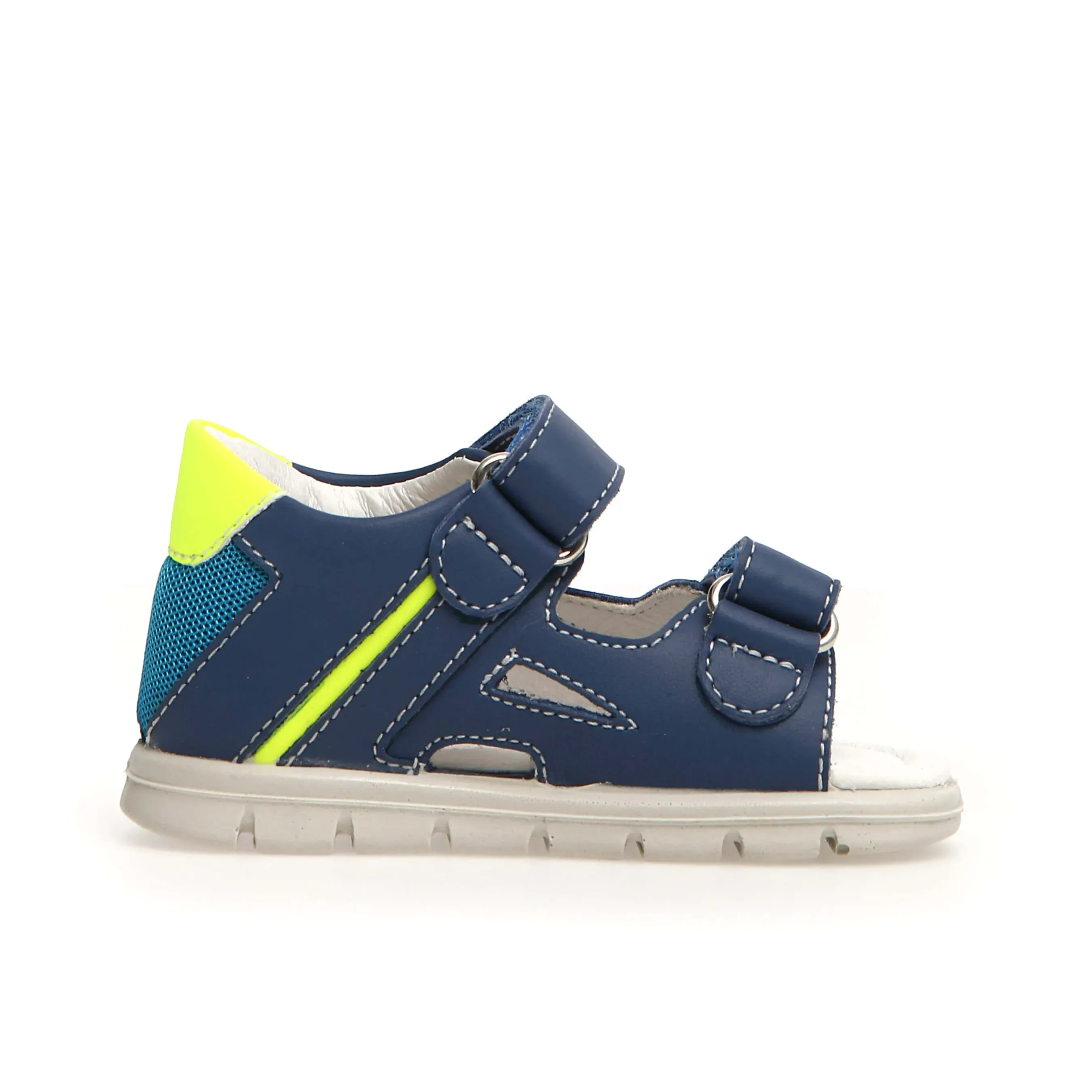 Falcotto Glimmery Boy's and Girl's Sandals - Azure/Yellow Fluo suede upper Comfortable Travel