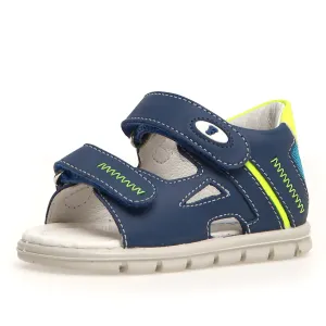 Falcotto Glimmery Boy's and Girl's Sandals - Azure/Yellow Fluo Sweat Wicking Style Addon
