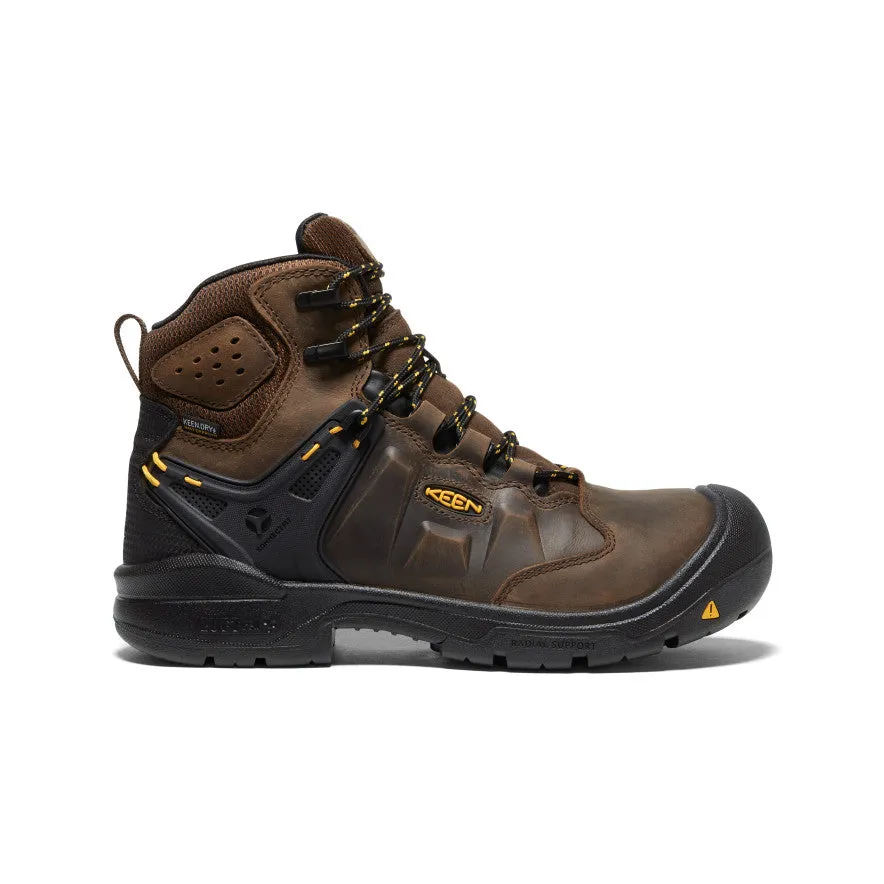 Men's Dover 6" Waterproof (Carbon Toe)  |  Dark Earth/Black Steel Toe Slip Resistant Rainy Day Commuter