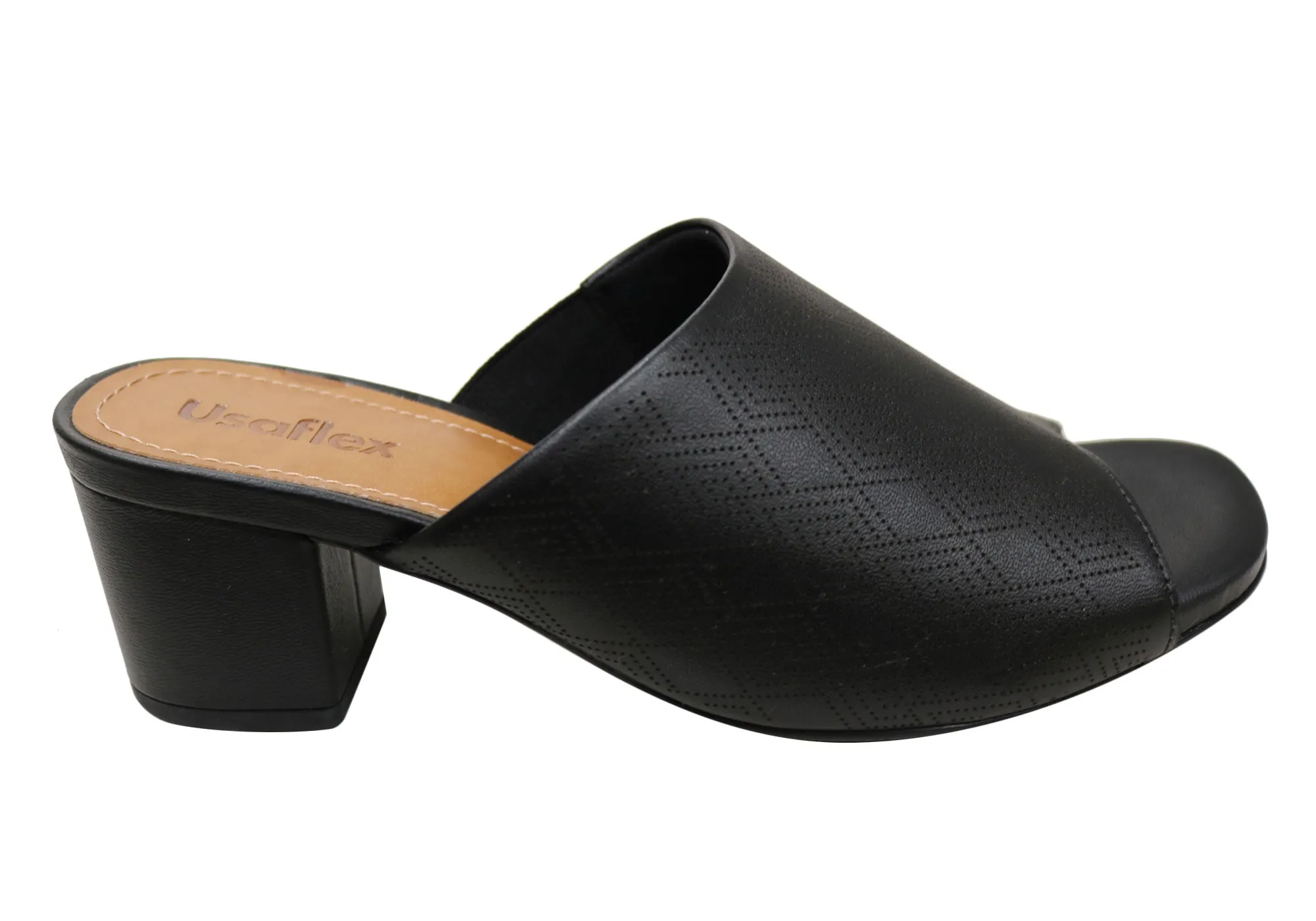 synthetic material Foot Care Usaflex Janice Womens Comfortable Leather Slides Heels Made In Brazil