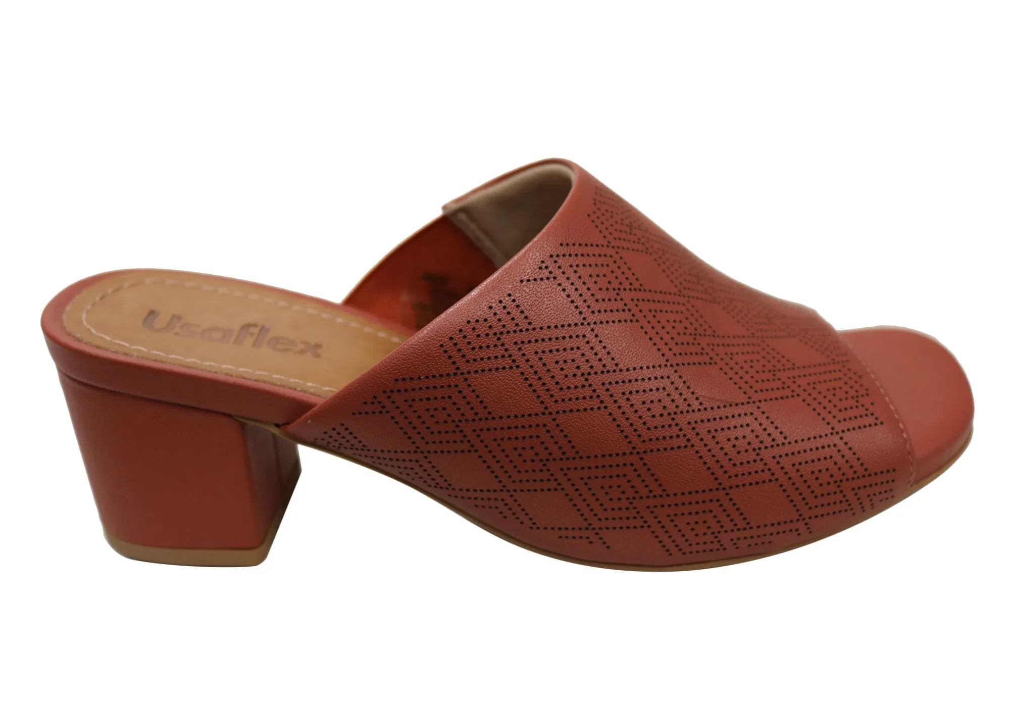 On Foot Usaflex Janice Womens Comfortable Leather Slides Heels Made In Brazil