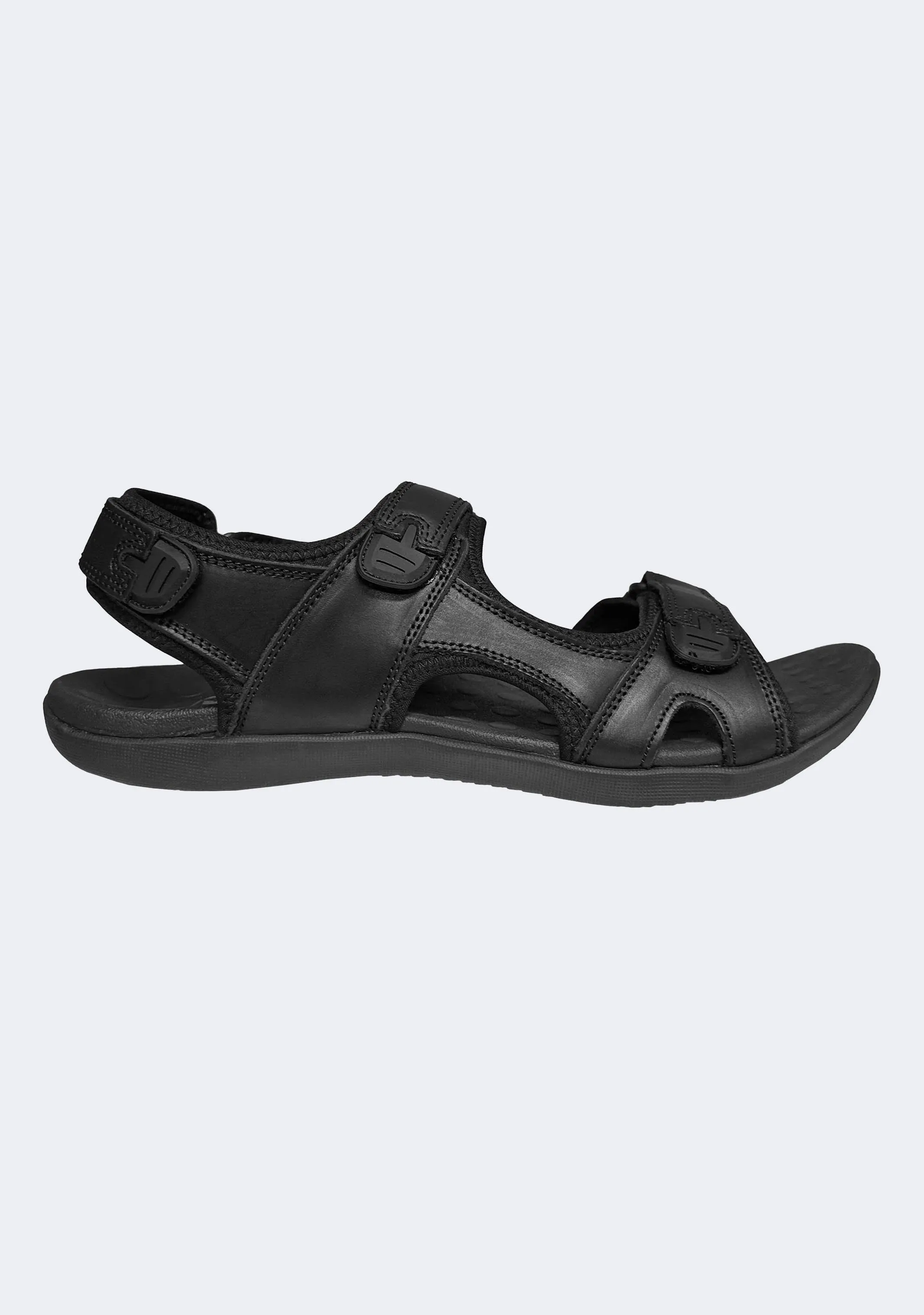 Scholl Men's Orthaheel Black Leather Back Strap Sandals Fast Step