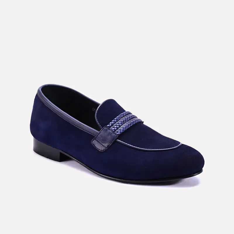 Rogue Blue Formal Velvet Loafers 0111289 Groom Shade