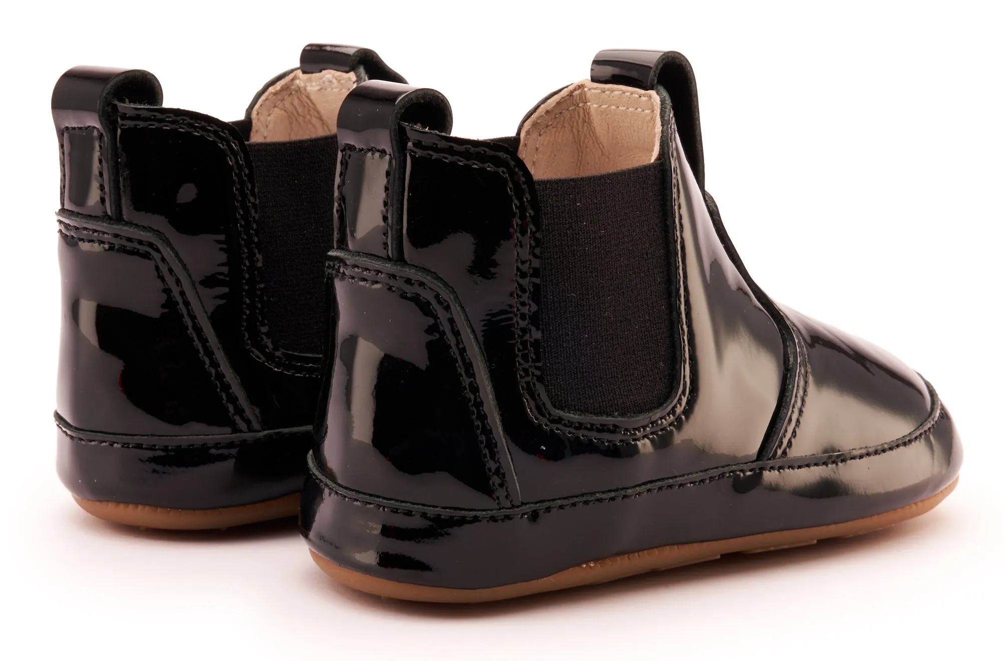 Low Profile Night Travel Old Soles Boy's & Girl's 188R Bambini Local Boots/Dress Shoes - Black Patent / Black