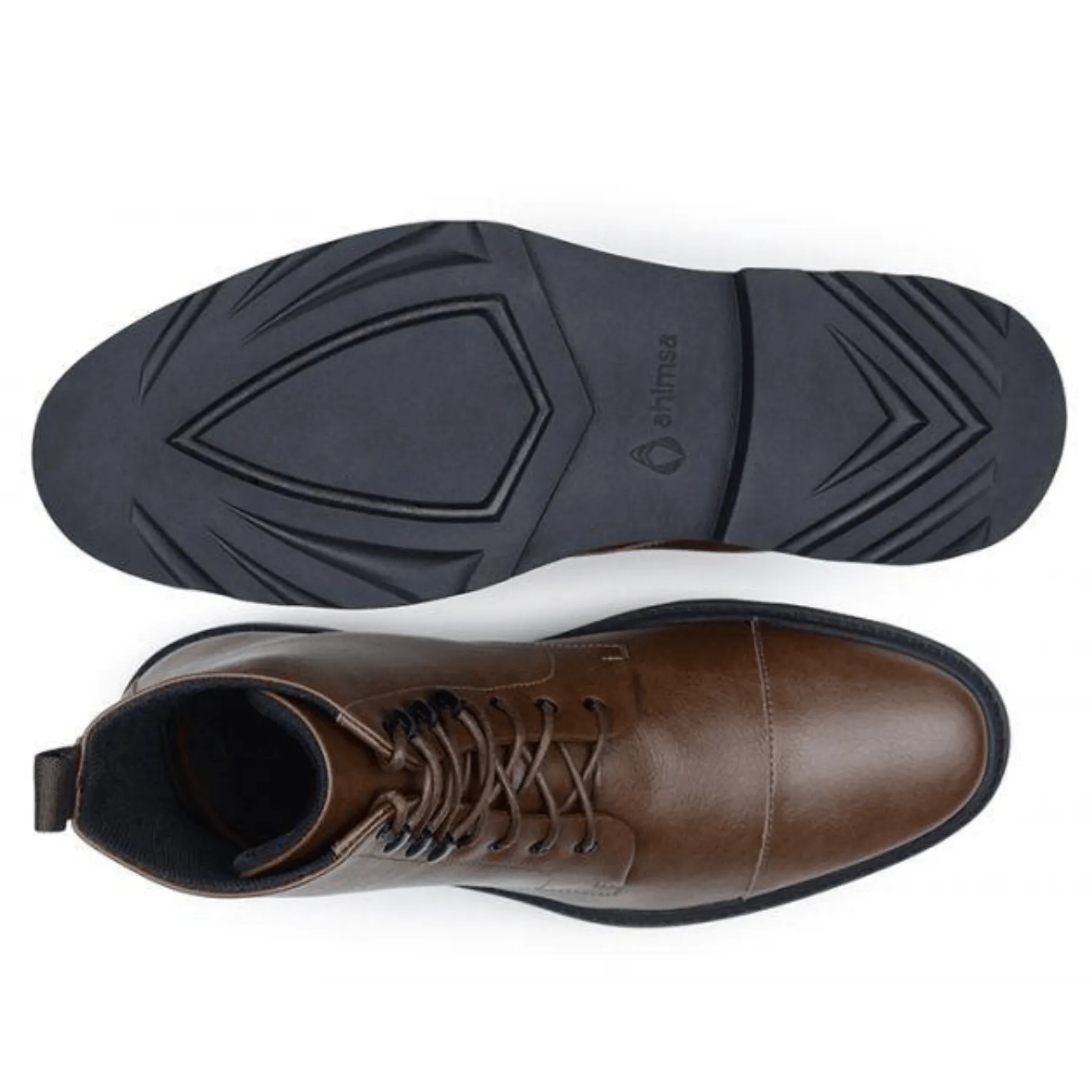 Tough Weather Seamless Comfort Weather Resistant User 'Work Boot 2.0' Vegan Lace-Up Boot by Ahimsa - Cognac