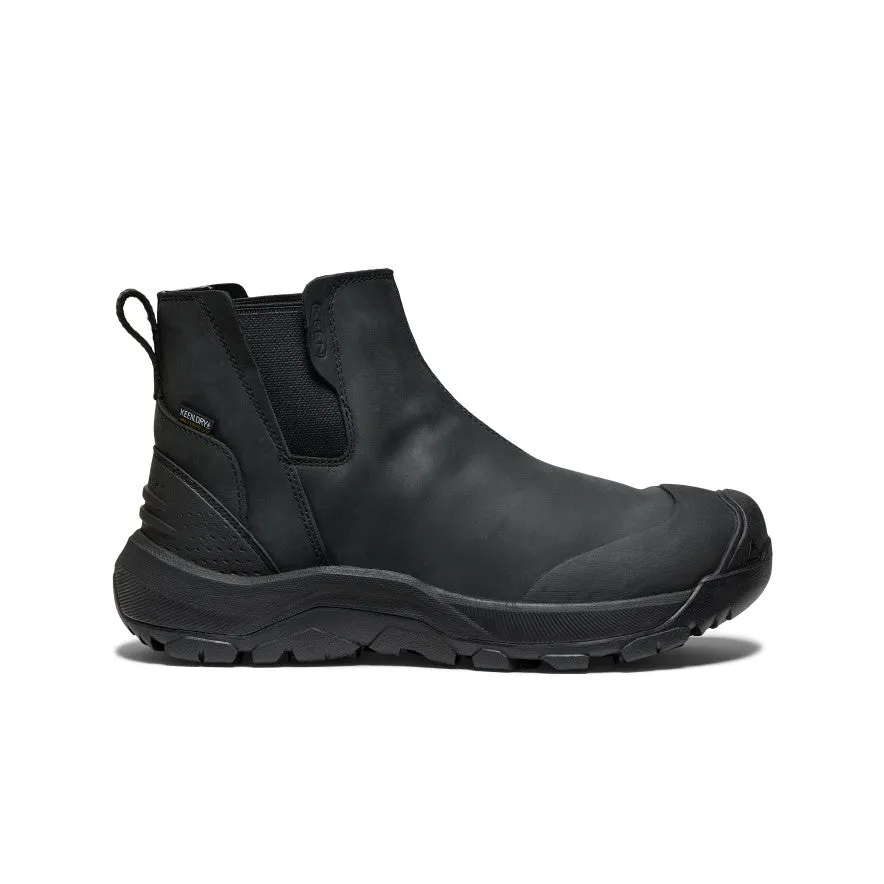 Flexible Frame Rough Terrain Solid Stitching Men's Revel IV Waterproof Chelsea  |  Black/Black
