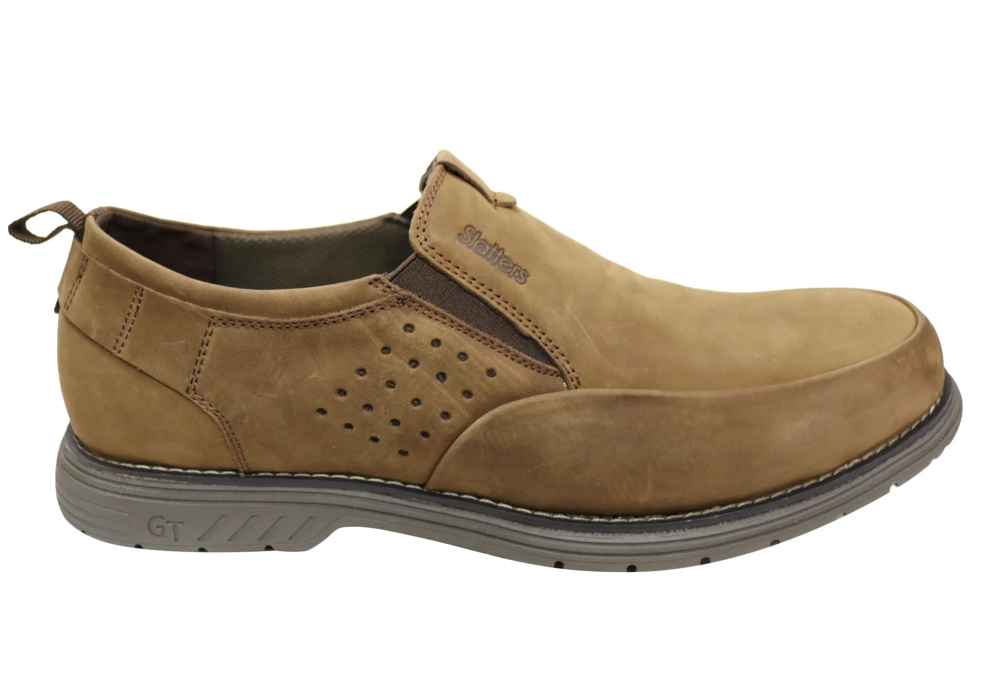 Slatters Malibu Brumby Mens Comfortable Leather Slip On Shoes Clean Surface Neutral Fit