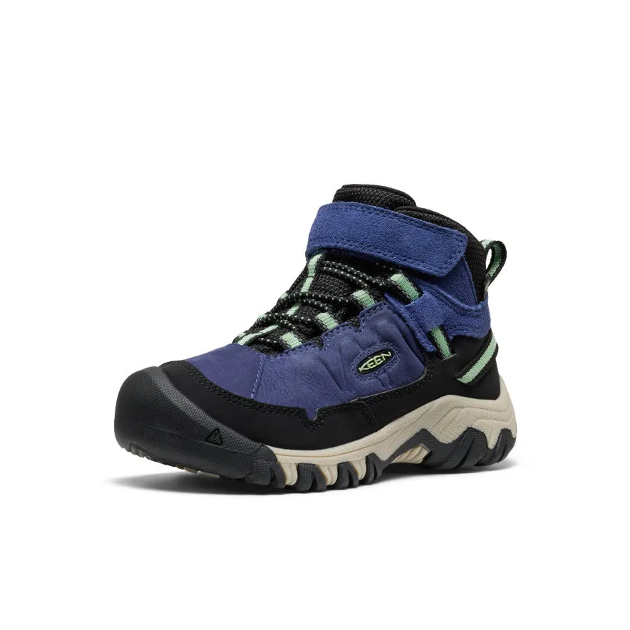 Zipper Closure Grippy Outsole Mountain Hike Little Kids' Targhee IV Waterproof Hiking Boot  |  Skipper Blue/Hemlock