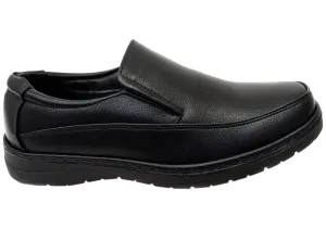 Perfect Form Woodlands Mens Shortall Black Comfortable Slip On Shoes