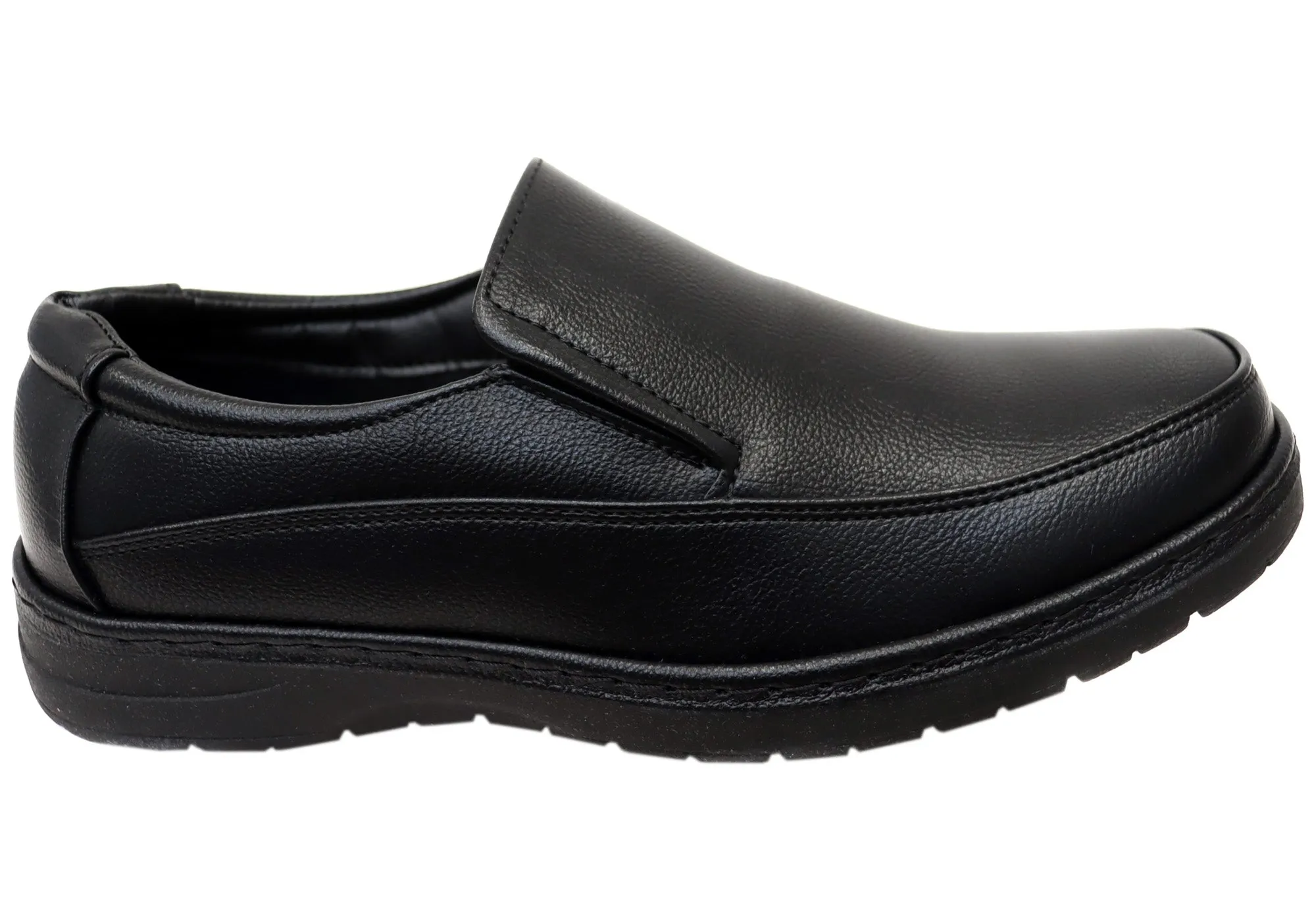 Perfect Form Woodlands Mens Shortall Black Comfortable Slip On Shoes