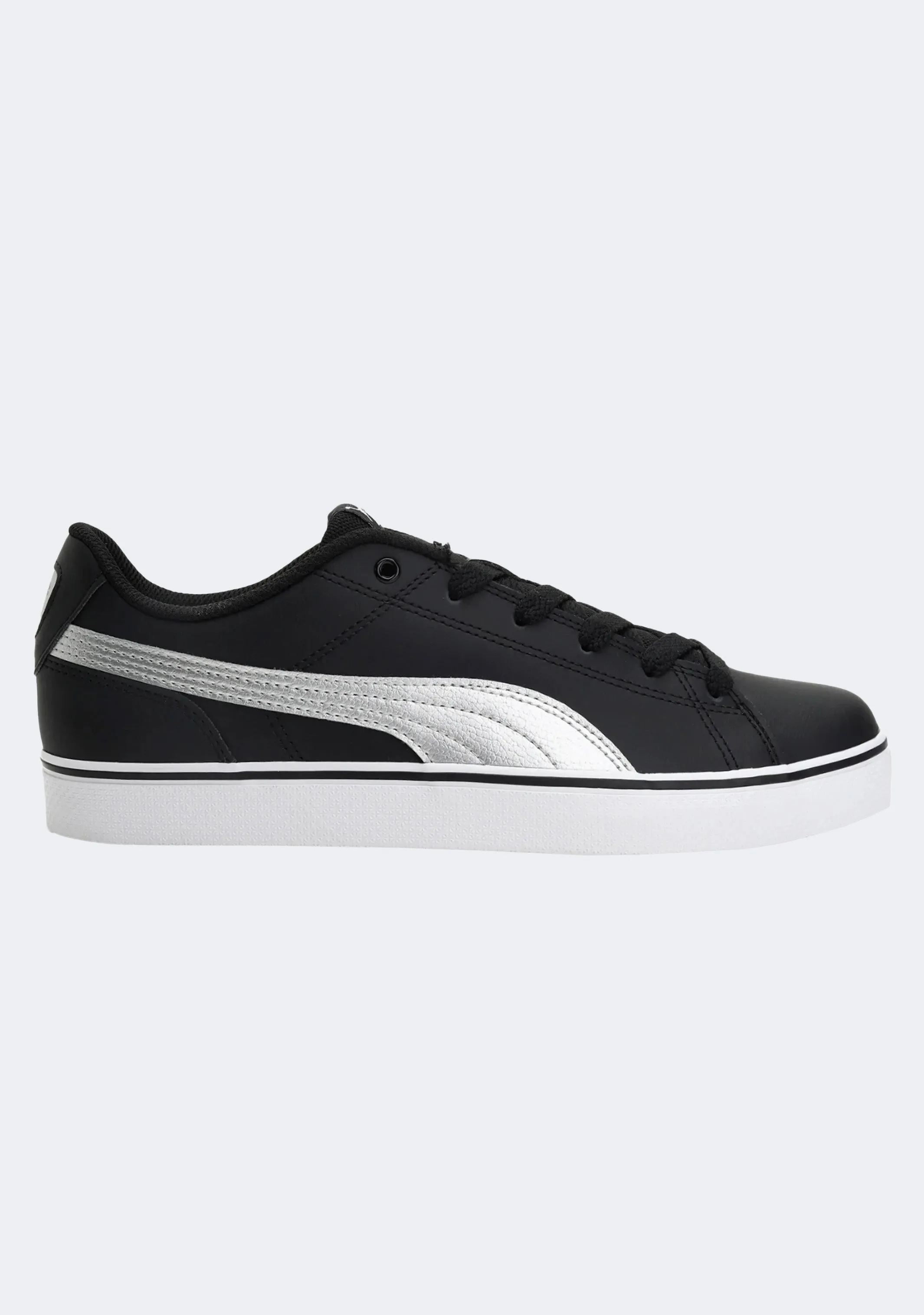 Puma Men??s Court Point VULC V2 Black Silver SoftInterior Non Restrictive Collar Padding