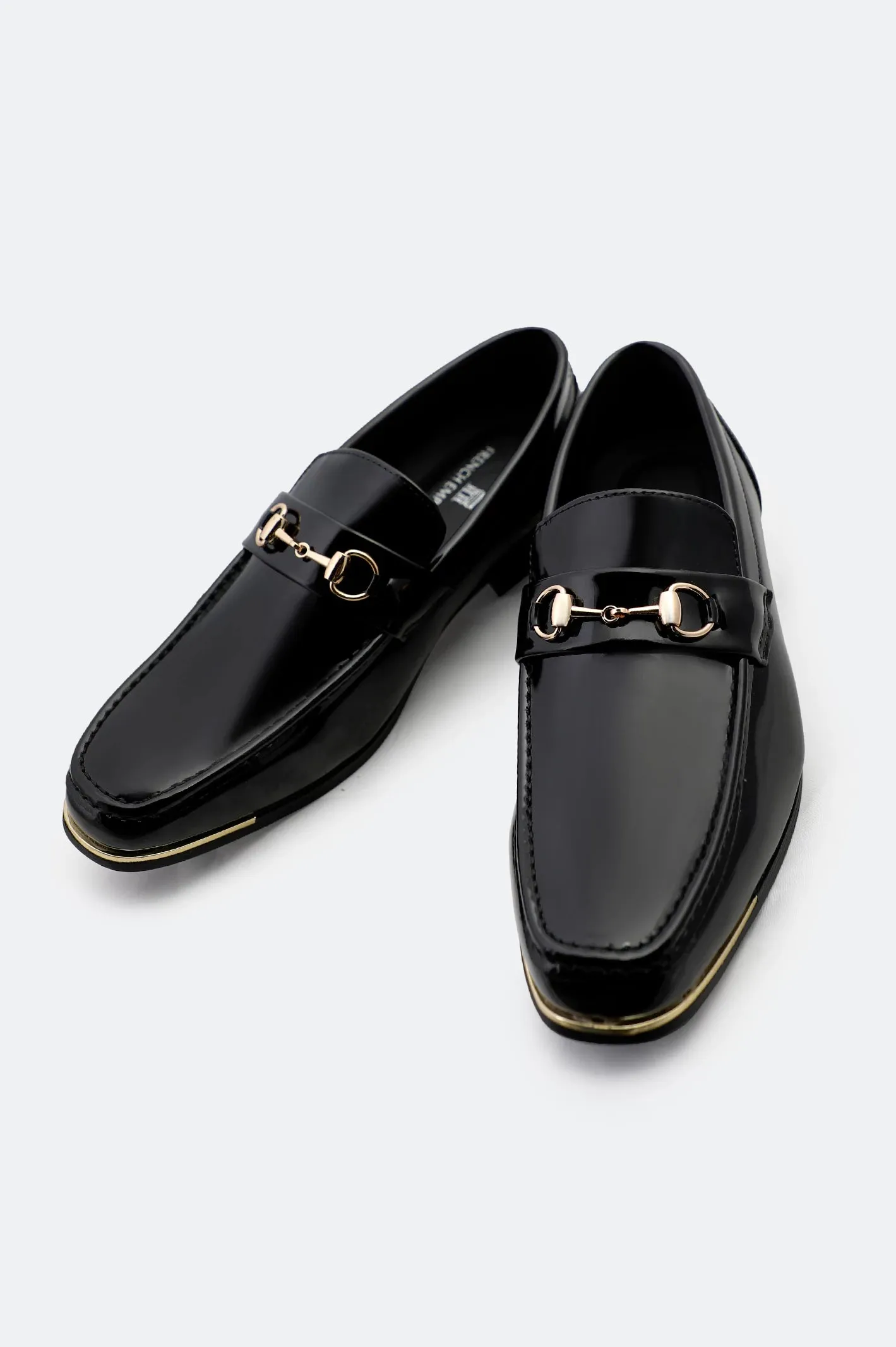 Sharp Trim Wide Ease Black Horsebit Formal Shoes