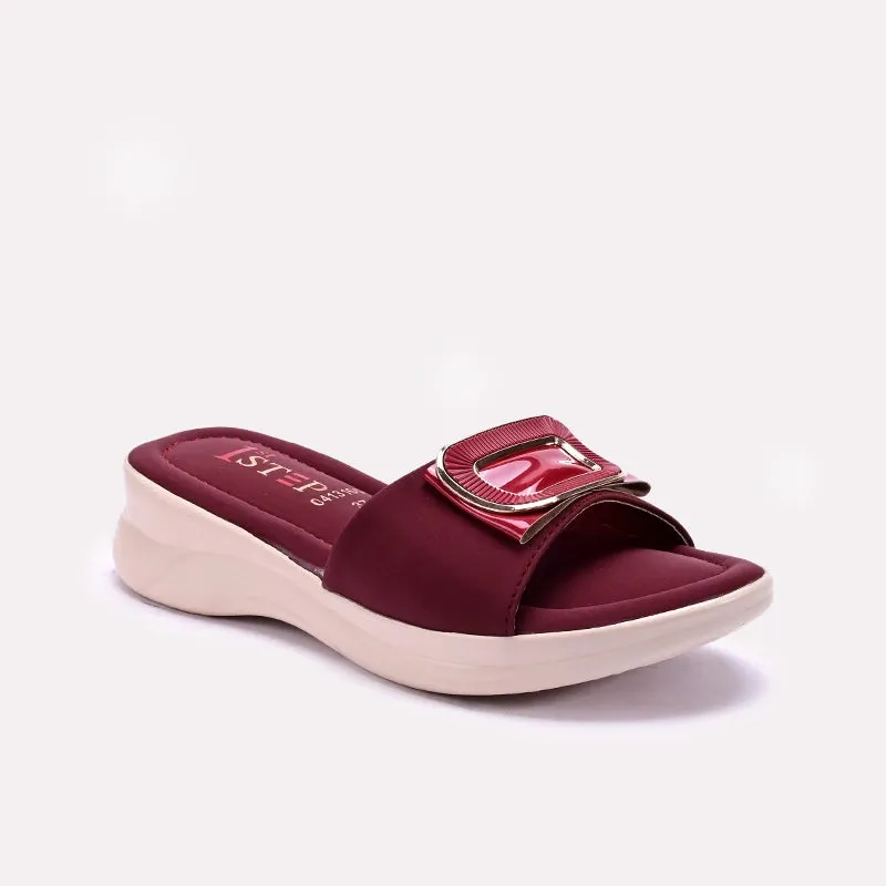 Maroon Comfy Casual Slippers 0413165 Easy To Clean Feather Light Long Distance