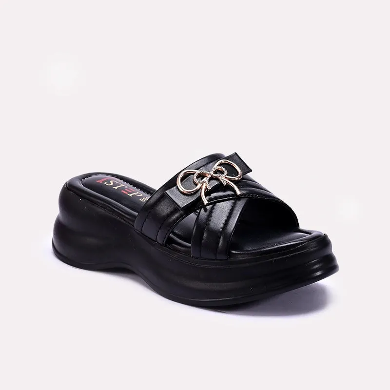 Enhanced grip Black Platform Slippers 0413163