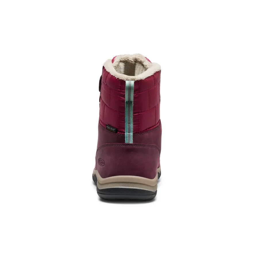 High Traction Snow Trekker Suede Surface Big Kids' Kanibou Waterproof Winter Boot  |  Fig/Pink Lemonade