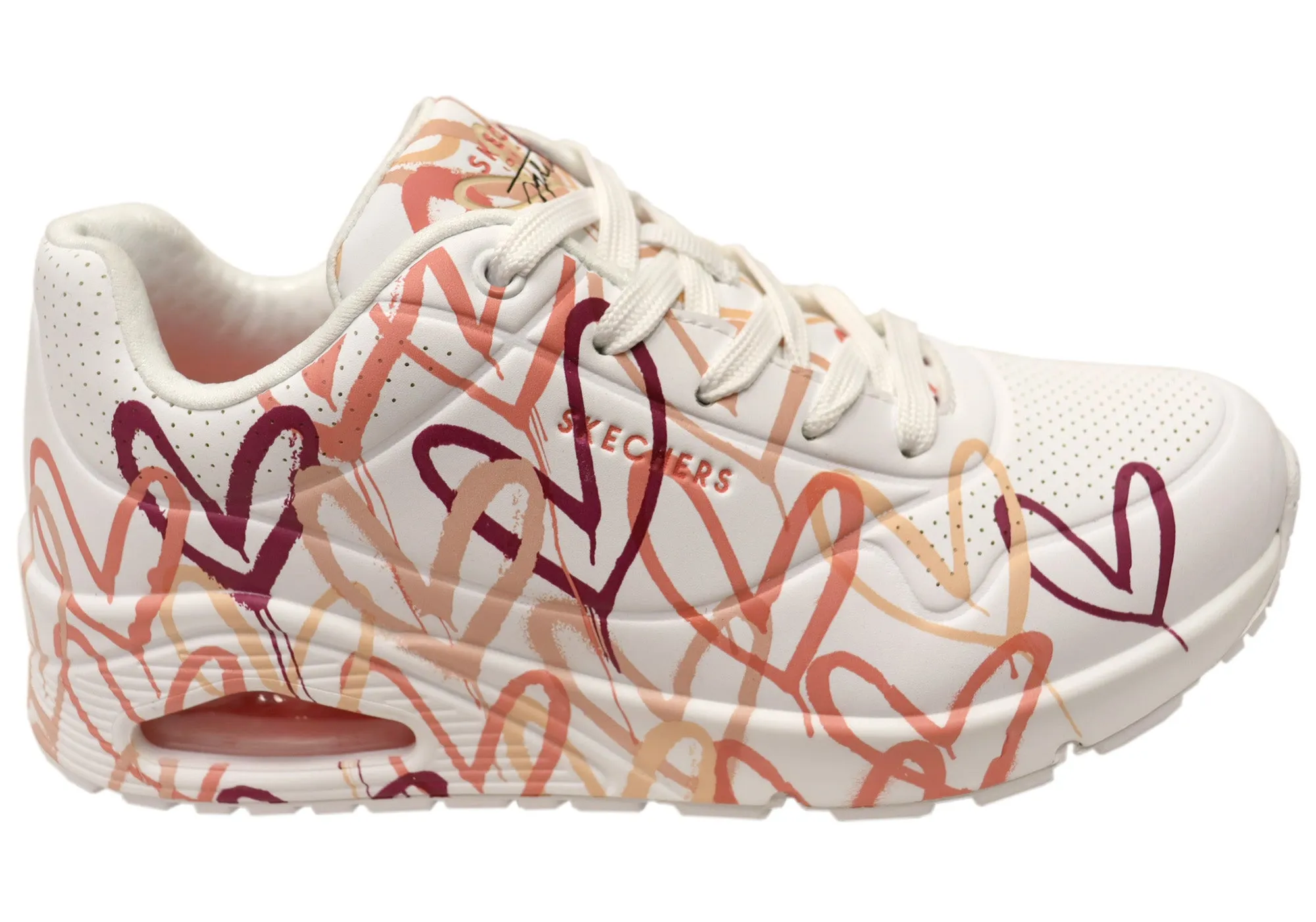 Skechers Womens X JGoldcrown Uno Spread The Love Shoes velcro Peak Mode