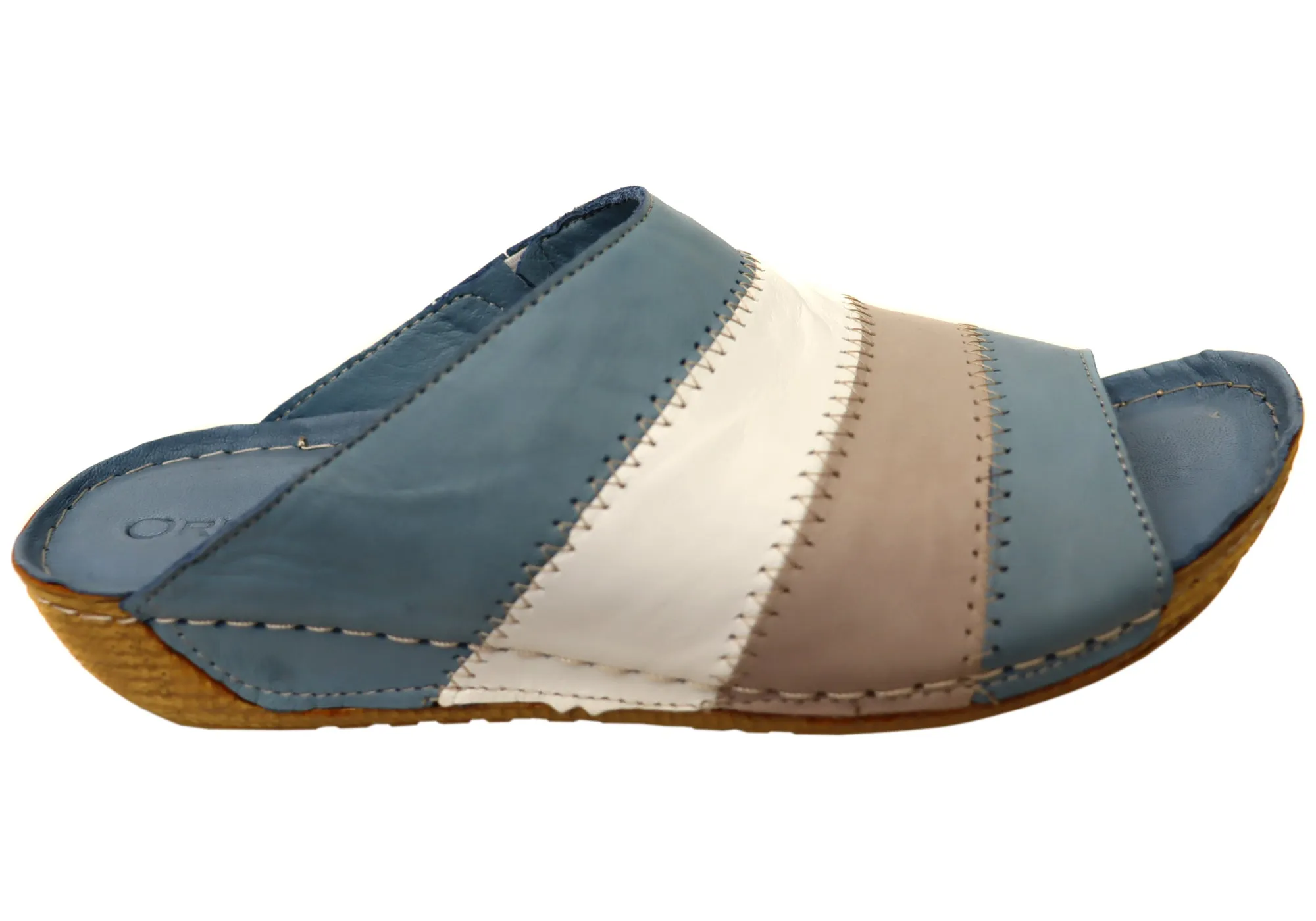 Thick sole Orizonte Nina Womens European Comfortable Leather Slides Sandals