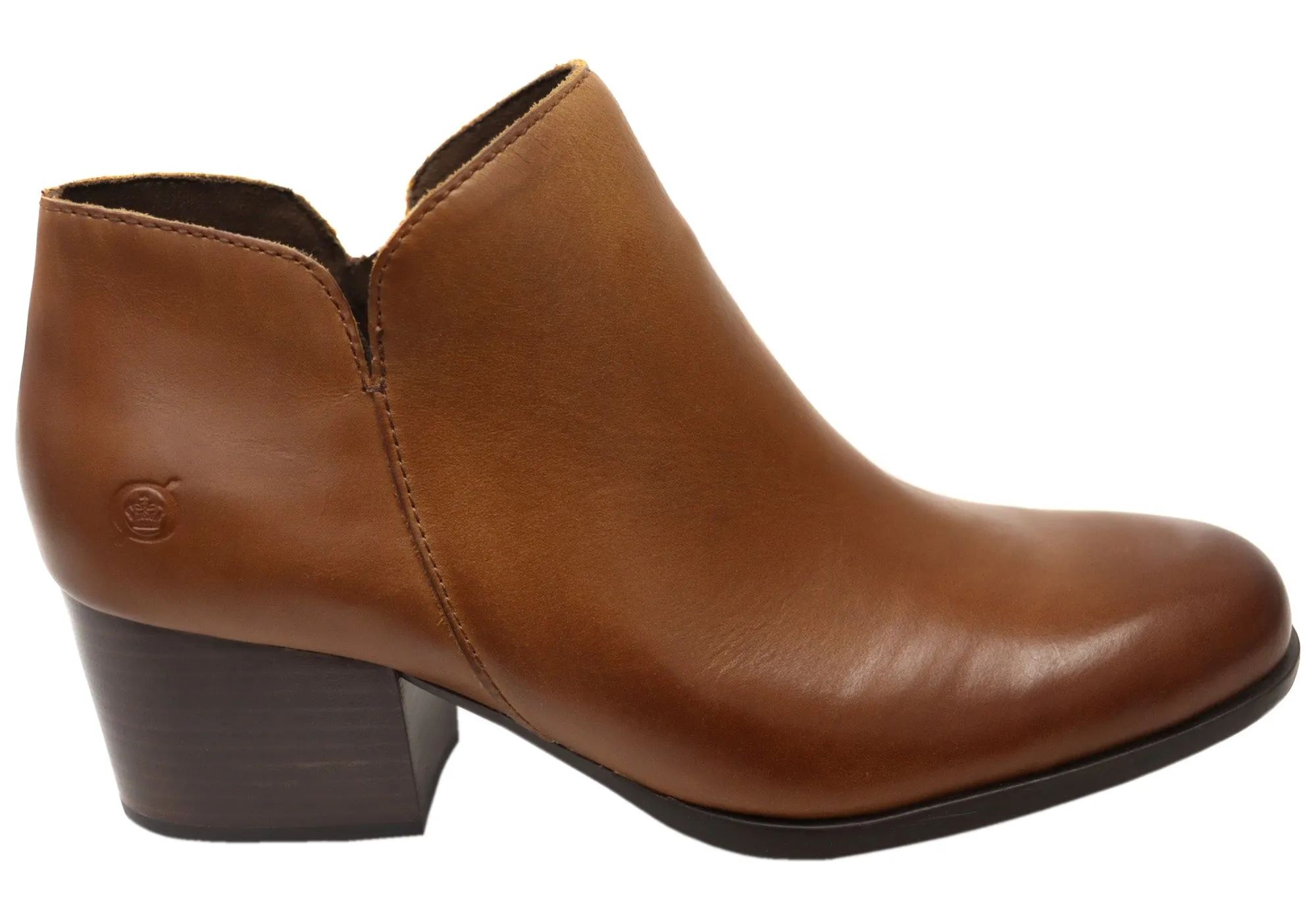 Music Fan Born Kenzy Womens Comfortable Leather Mid Heel Ankle Boots