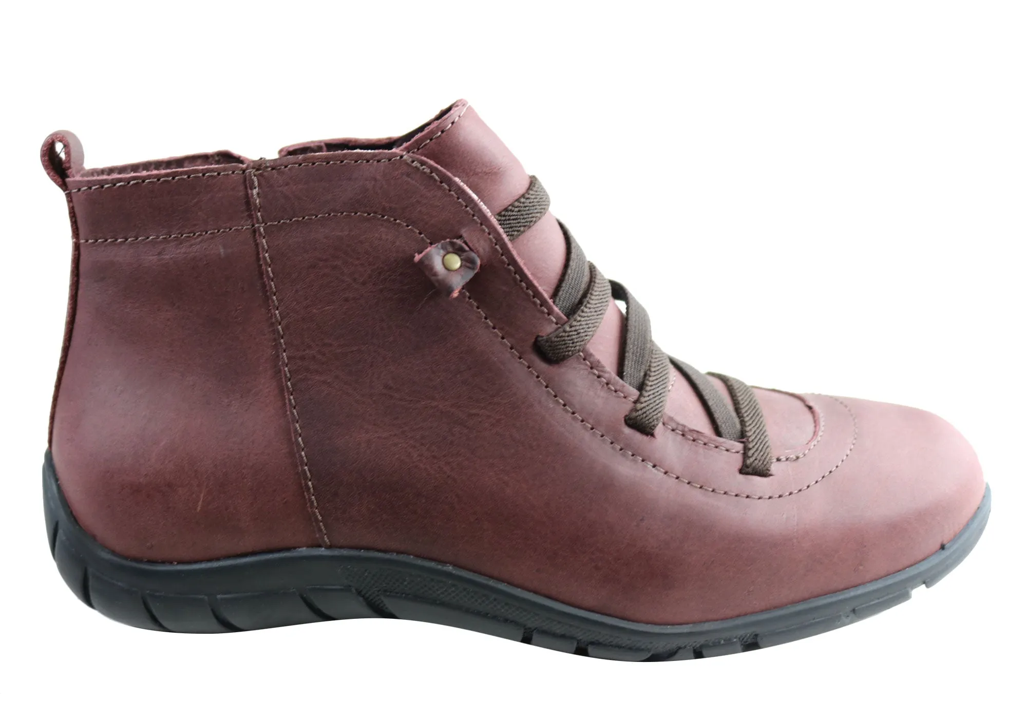 Andacco Mist Womens Leather Comfortable Ankle Boots Made In Brazil Anti Odor Technology Mountain Path