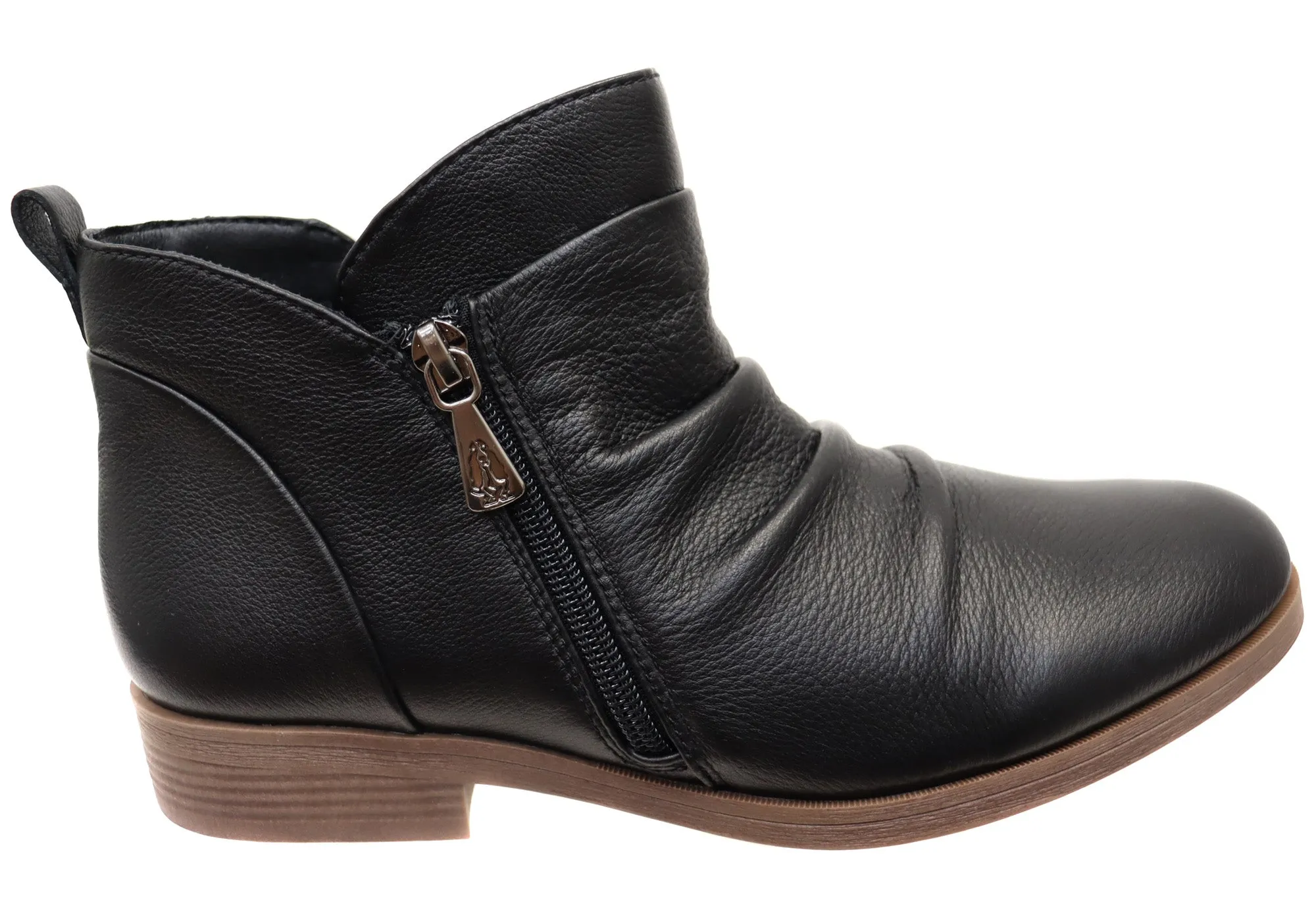 Easy Fit Hush Puppies Chalet Womens Comfortable Black Leather Ankle Boots