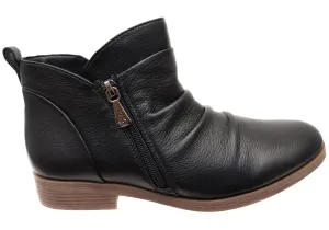 Easy Fit Hush Puppies Chalet Womens Comfortable Black Leather Ankle Boots