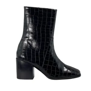 'Menos' vegan mid-calf boot by Zette Shoes - black faux-croc High   Performance Shock Absorbing Backcountry Camper
