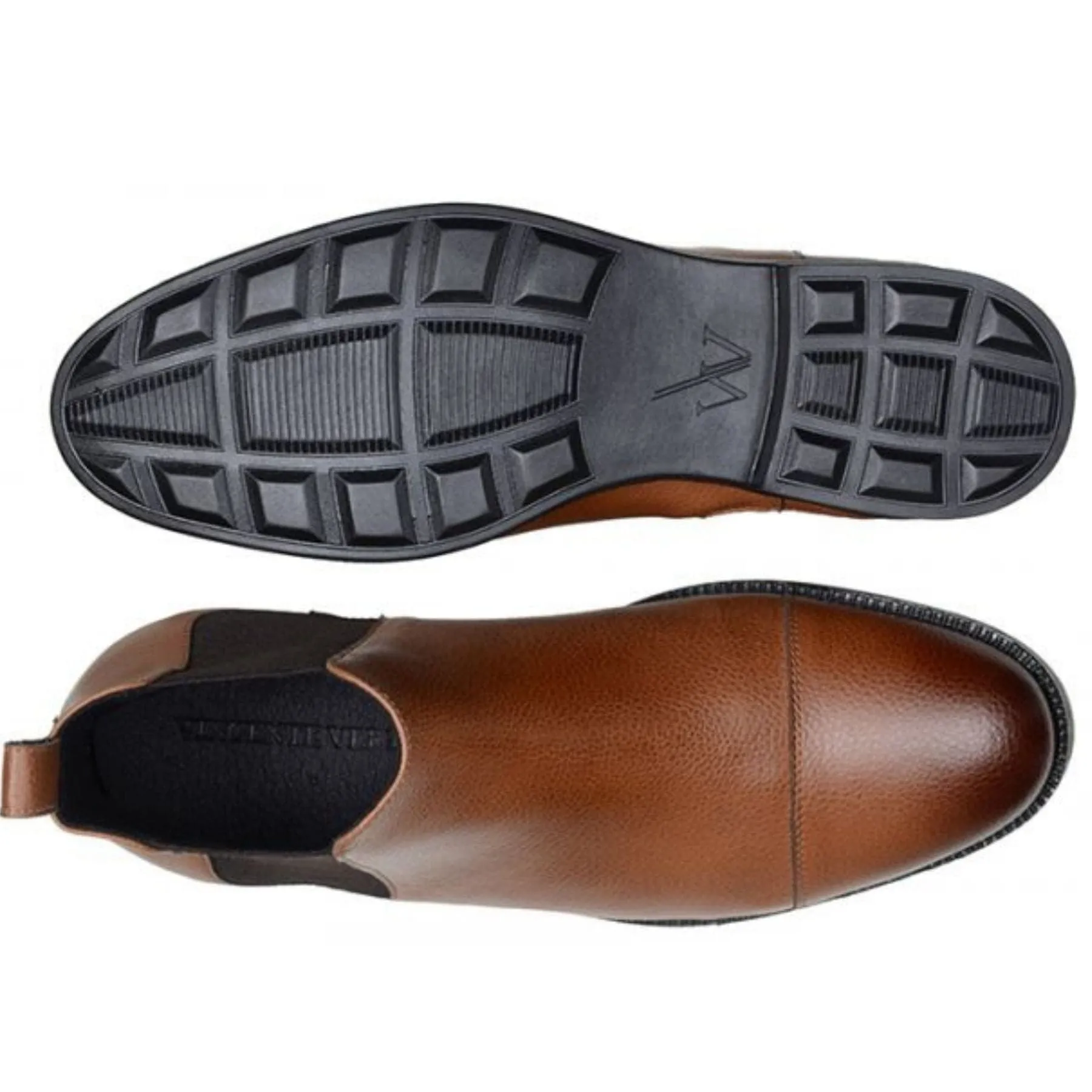 'Terni' classic vegan leather Chelsea boot by Vincente Verde -  cognac Black Edge
