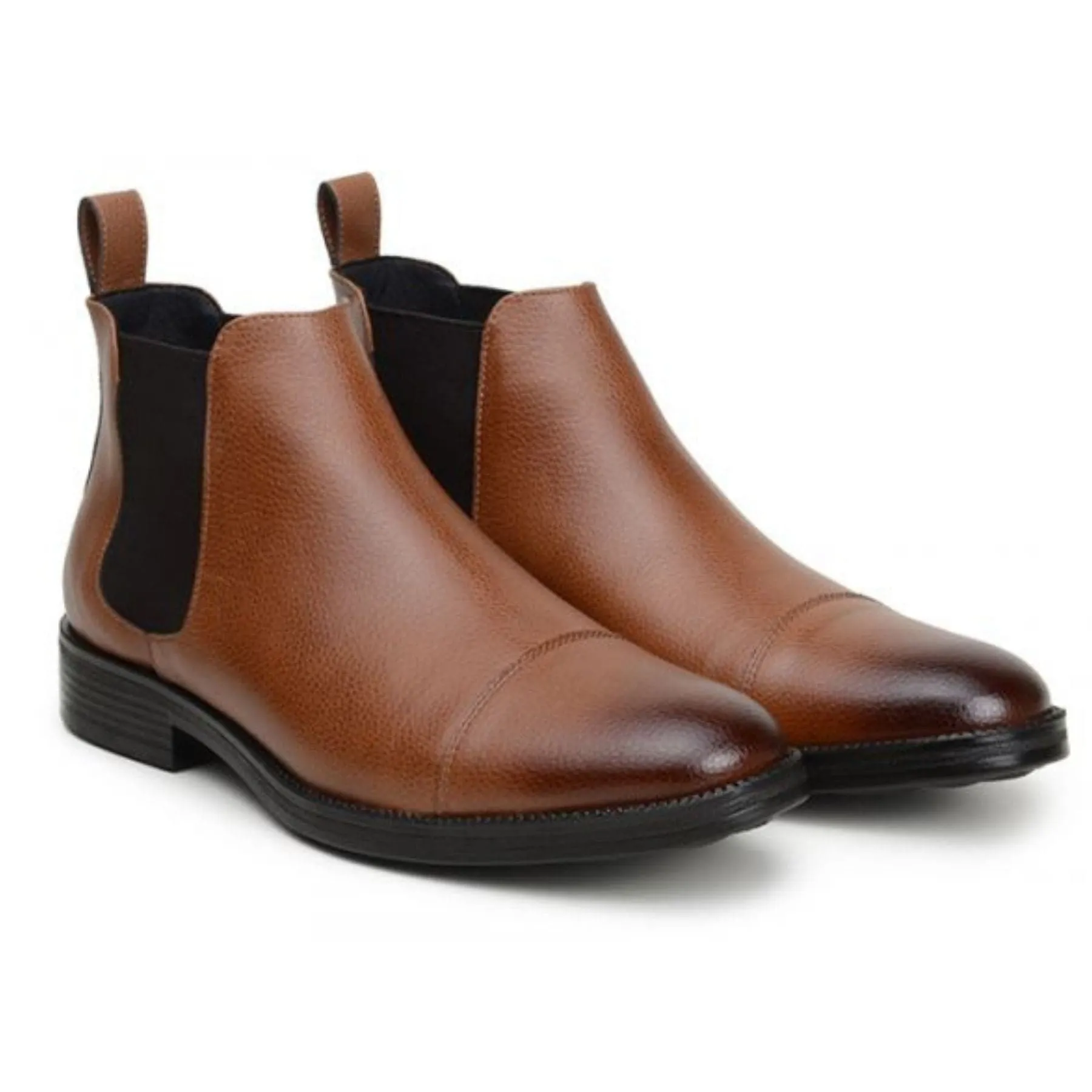 Everywhere Fit Waterproof Outdoor Travel 'Terni' classic vegan leather Chelsea boot by Vincente Verde -  cognac