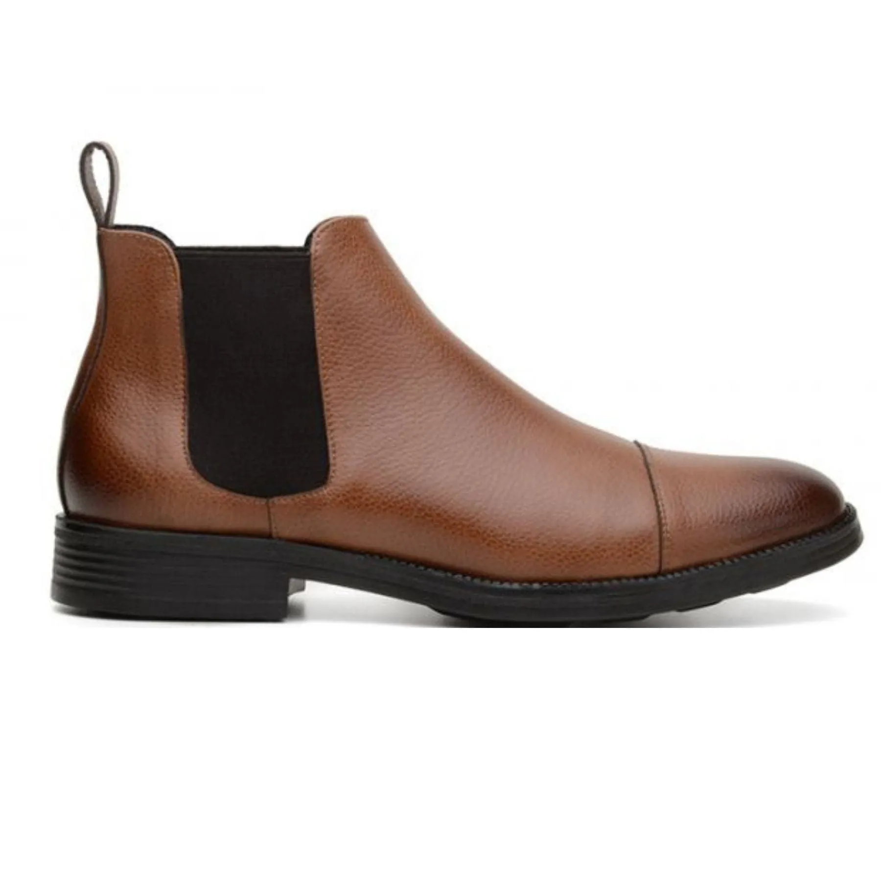 Stretchable 'Terni' classic vegan leather Chelsea boot by Vincente Verde -  cognac