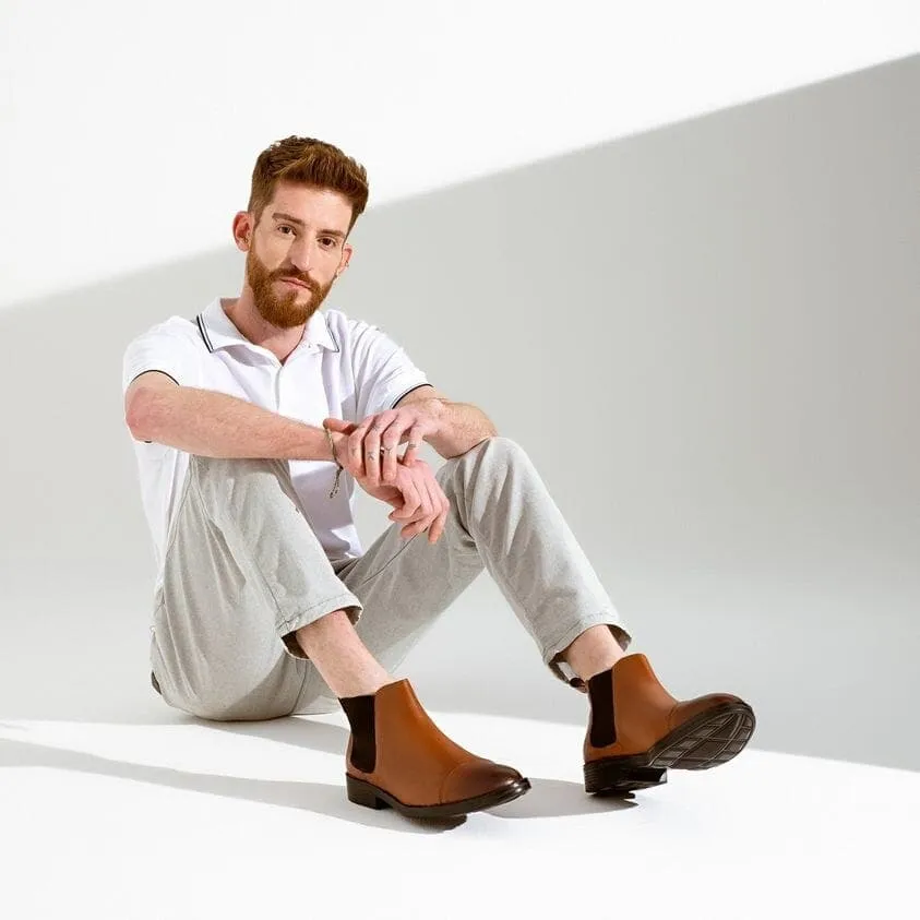 'Terni' classic vegan leather Chelsea boot by Vincente Verde -  cognac Training