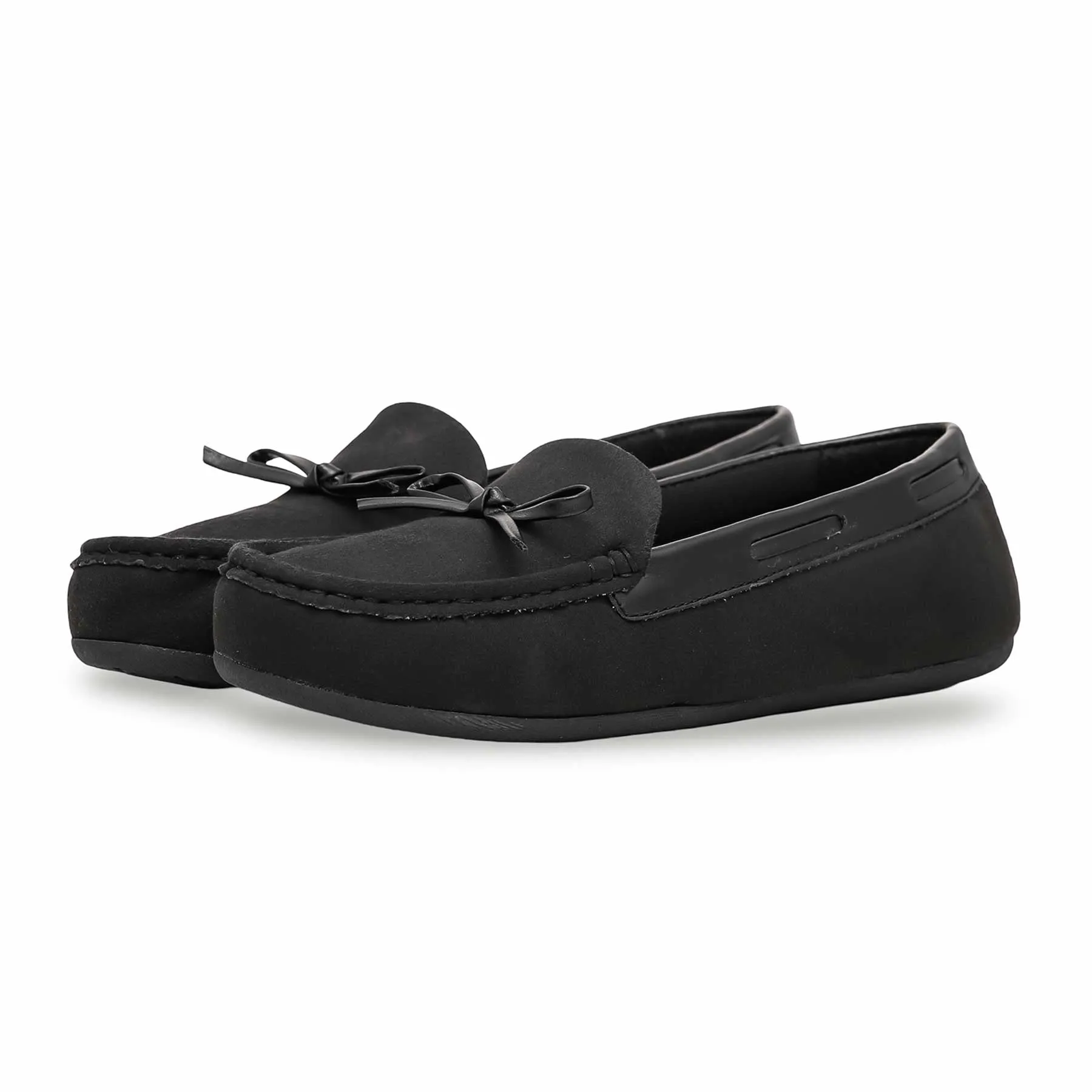 Lace Up Design Black Moccasin WN4371